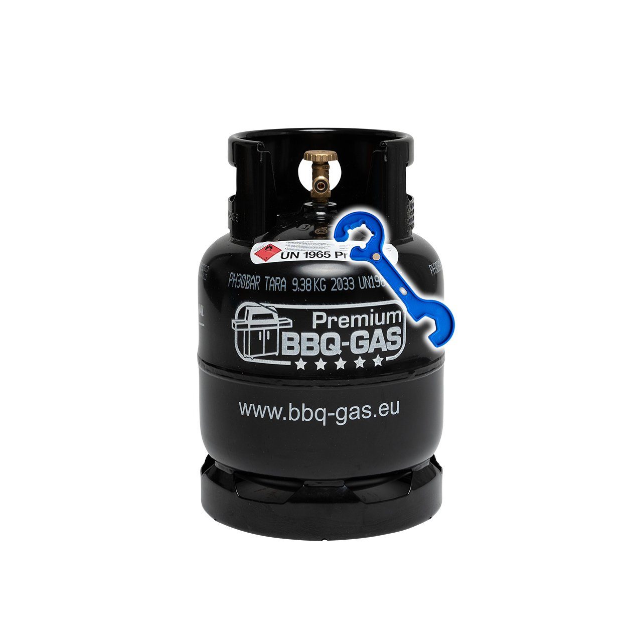 BlueCraft Gas, 8 kg Premium BBQ Gasflasche leer inkl. Gasreglerlöser + 17er Schlüssel