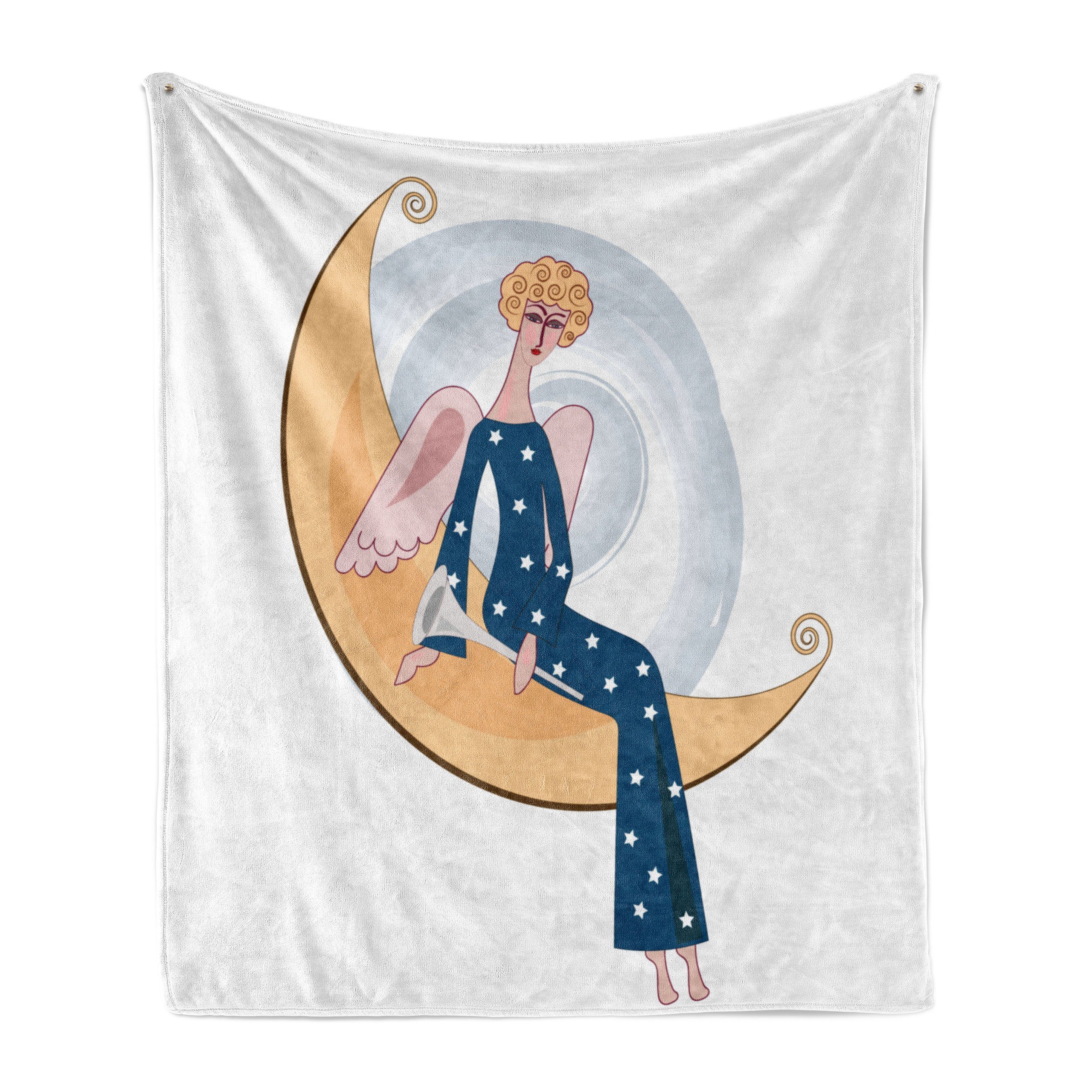 Innen- Gemütlicher Mond mit Abakuhaus, den Außenbereich, angel Trompete Wohndecke Wings Mädchen und für Plüsch