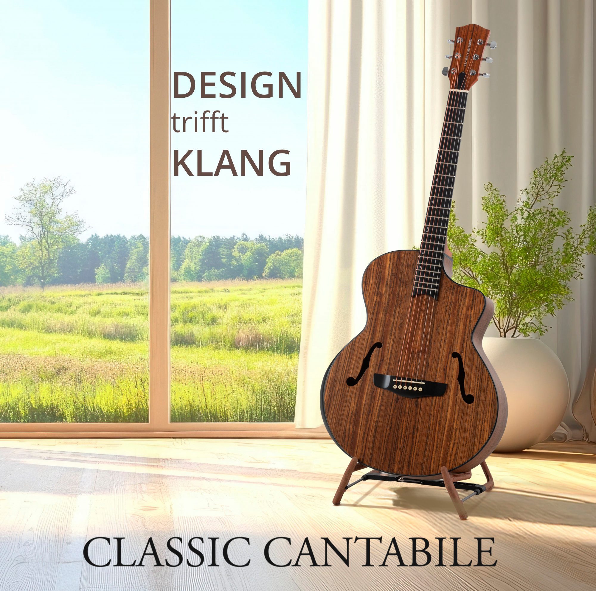 Classic Cantabile Westerngitarre SHG-2WN LaBelle Westerngitarre - Die etwas andere Gitarre, Korpusform: Grand Auditorium w/ Cutaway