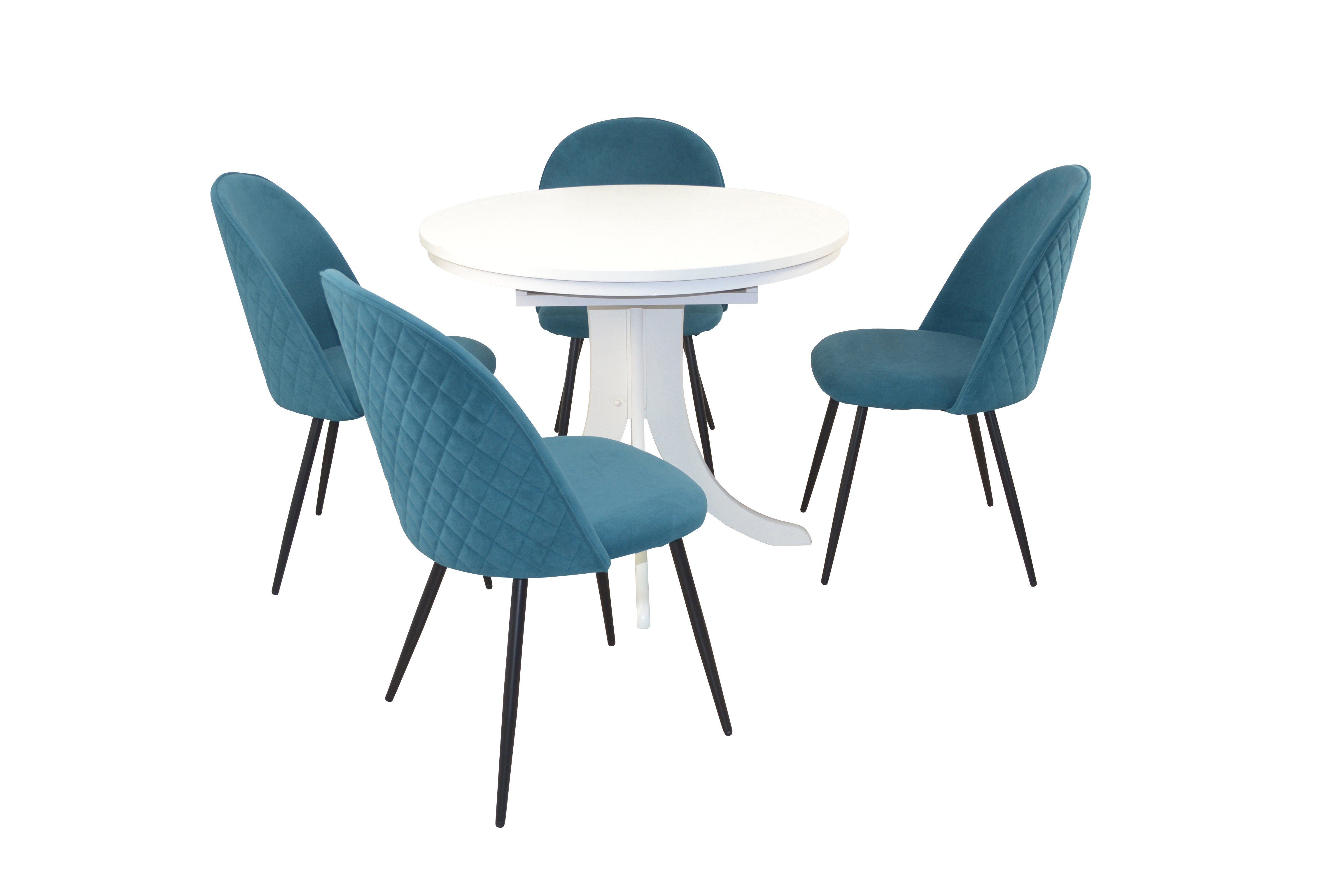Stühlen und Tischgruppe petrol Esstisch 4 bestehend 5teilig, aus moebel-direkt-online Essgruppe