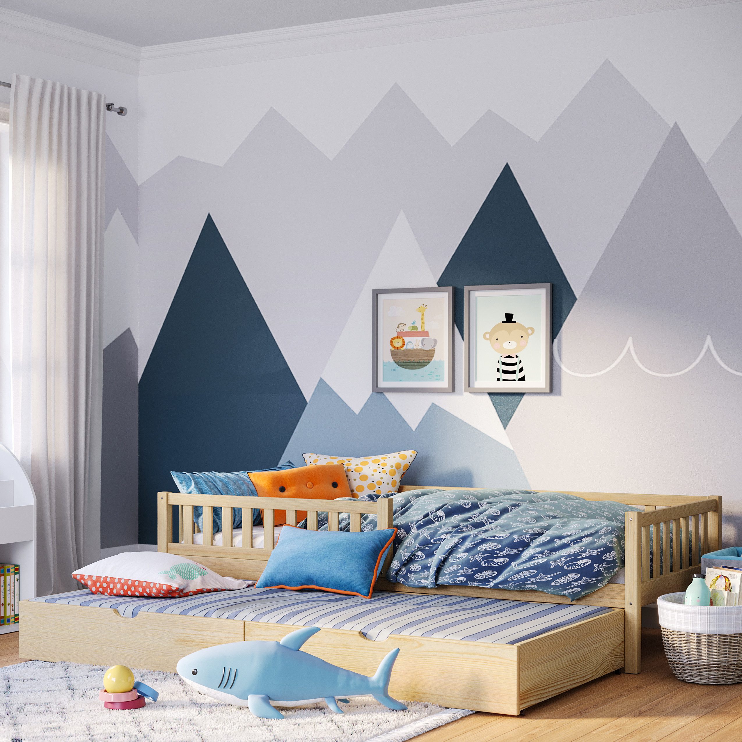 Bellabino Kinderbett Vils (Bett 90x200 cm inkl. Gästebett 90x190 cm, natur) günstig online kaufen
