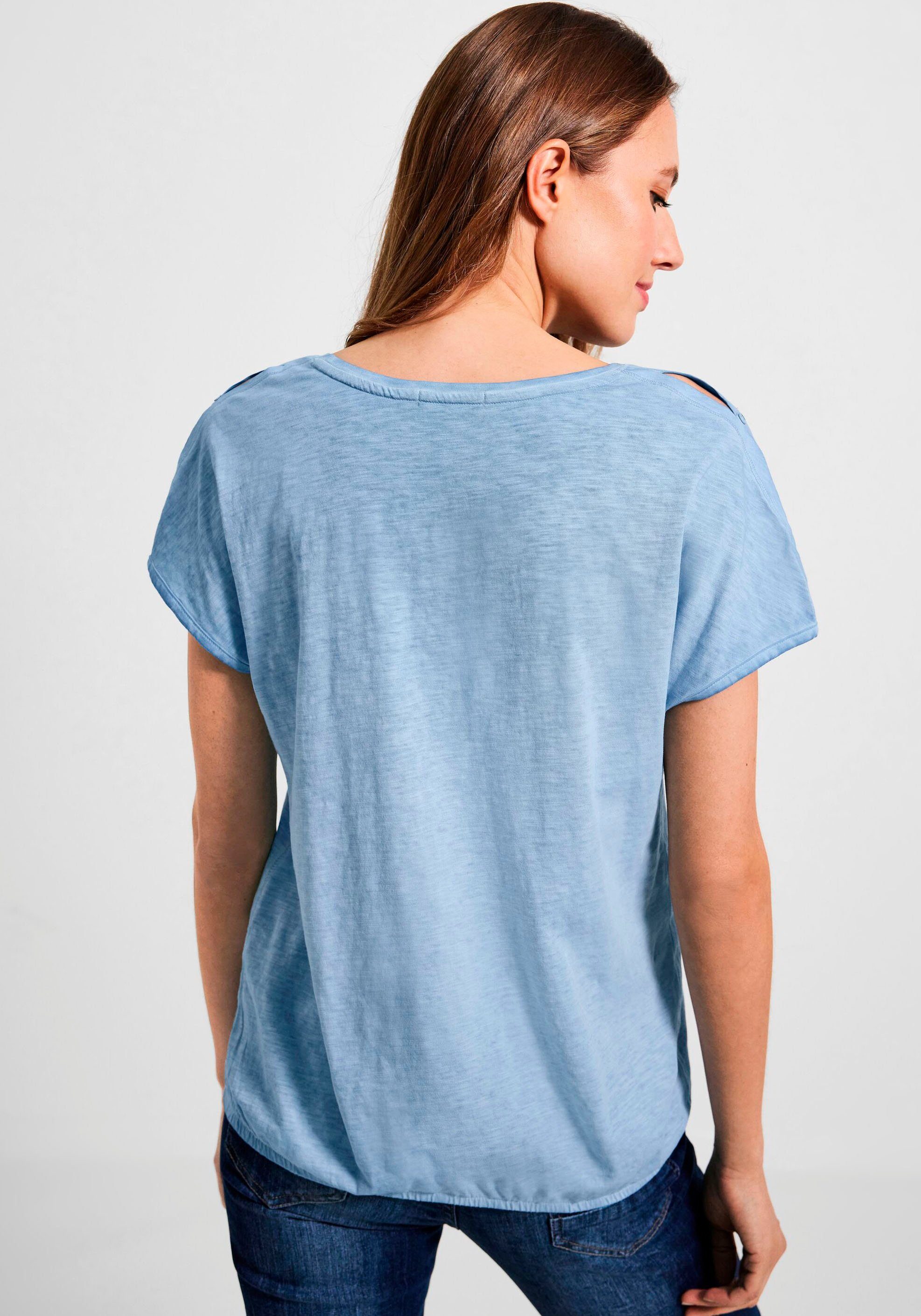 Cecil T-Shirt Schultern den an himmelblau Cut-Outs mit