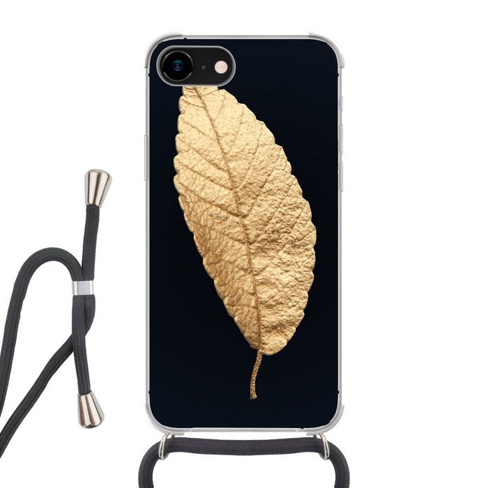 MuchoWow Handyhülle Schwarz und Gold - Blätter - Schwarz - Pflanzen - Luxus Handyhülle Telefonhülle Apple iPhone 8