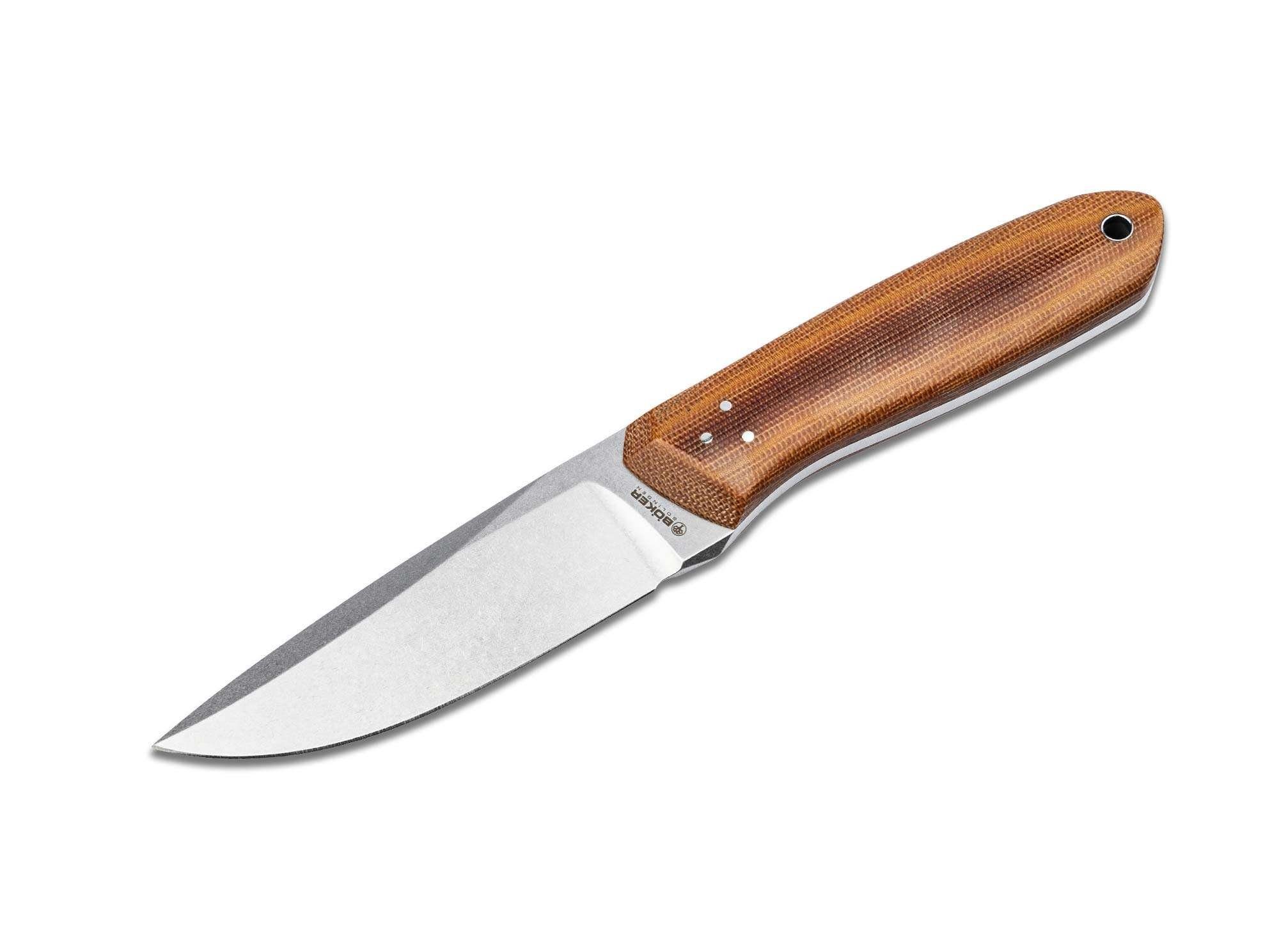 Böker Survival Knife TNT Micarta Braun Fahrtenmesser mit Lederscheide