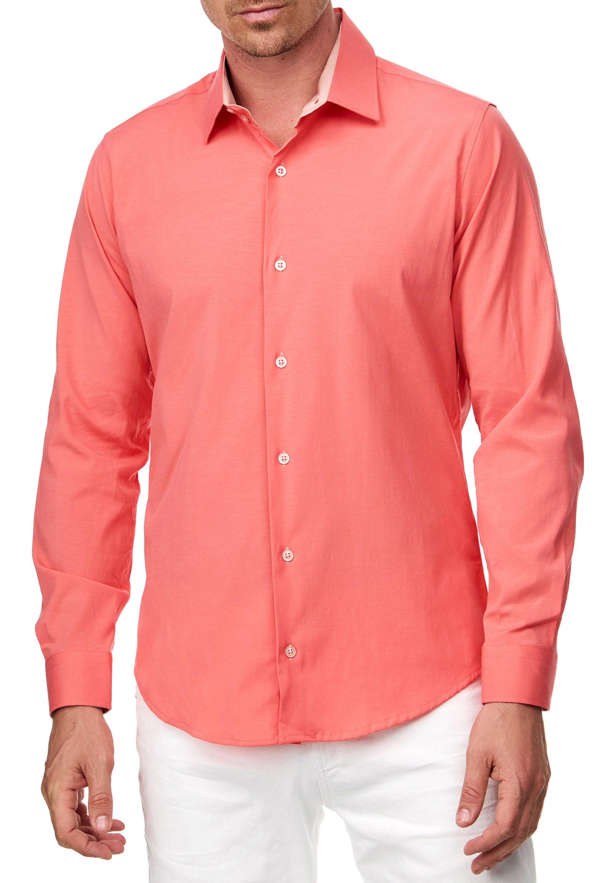 R-NEAL Businesshemd Pastellhemd Herren Slim Fit Hemd Langarm Kontrasthemd C günstig online kaufen