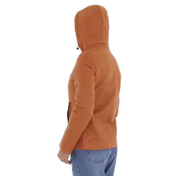 Ital-Design Steppjacke Damen Freizeit Kapuze (abnehmbar) Leicht gefüttert Übergangsjack in Orange