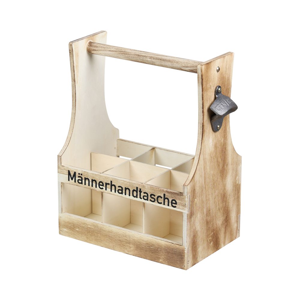 KESPER® Flaschenträger Männerhandtasche, geflammt, Sperrholz, FSC (1-St), mit Flaschenöffner