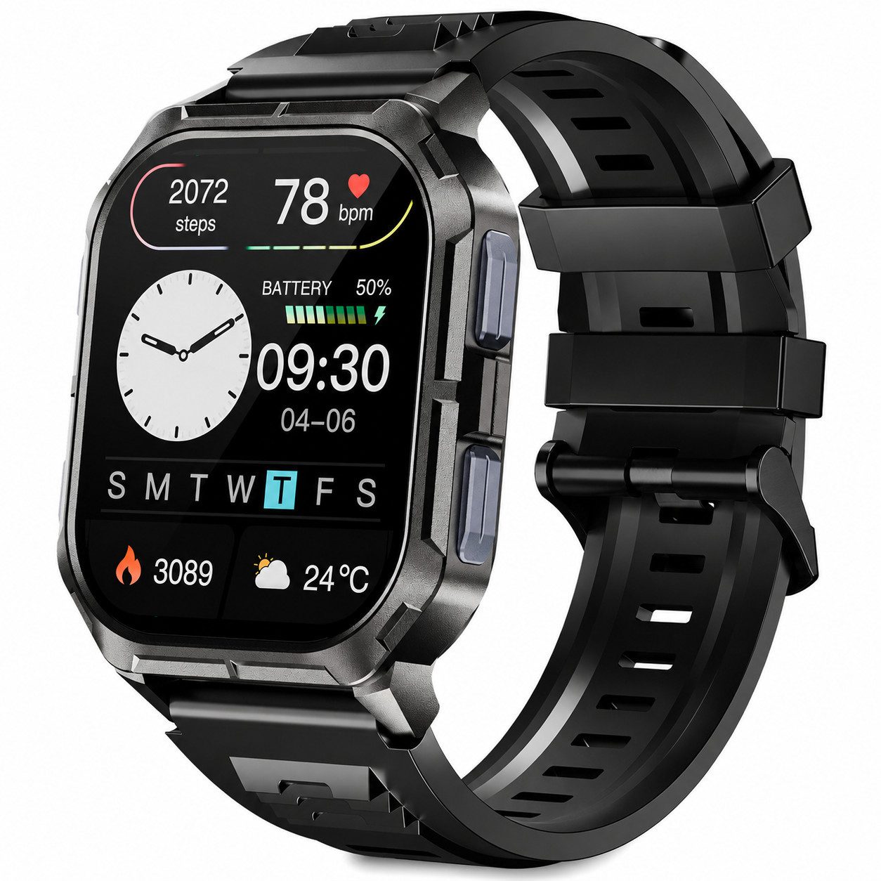 Sytifro Smartwatch Herren, Neue FitnessTracker Uhr, Outdoor Sportuhr, AMOLED Smartwatch, IP68 Wasserdicht Fitness Uhr mit 120+ Sportmodi, Fitness Tracker mit 24/7 Herzfrequenz/SpO2/Schlafmonitor/Schrittzähler, Bluetooth 5.3 Uhr Herren, 350mAh Batterie, verfügbar für Android 5.0+ / iOS 9.0+