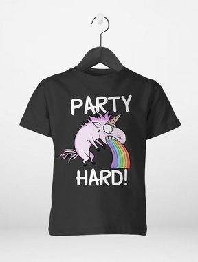 MoonWorks Print-Shirt Kinder T-Shirt Jungen kotzendes Einhorn Regenbogen Party Hard lustig Geschenk für Jungen Moonworks®