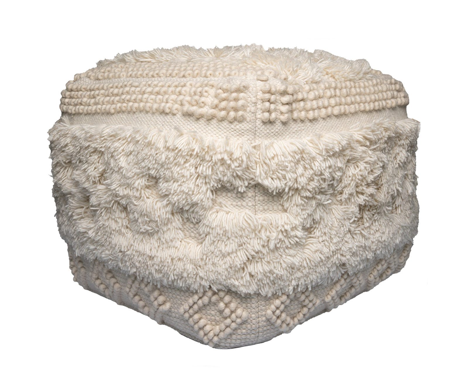 Hocker Pouf Amare Groß Natur - Boho-Stil, Handgefertigt, Weich