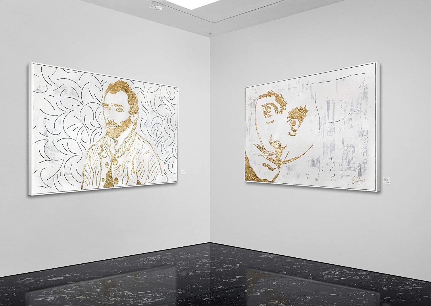 YS-Art Gemälde Van Handgemalt Gogh, Rahmen Bild Gold Vincent van Leinwand Menschen, Gogh mit