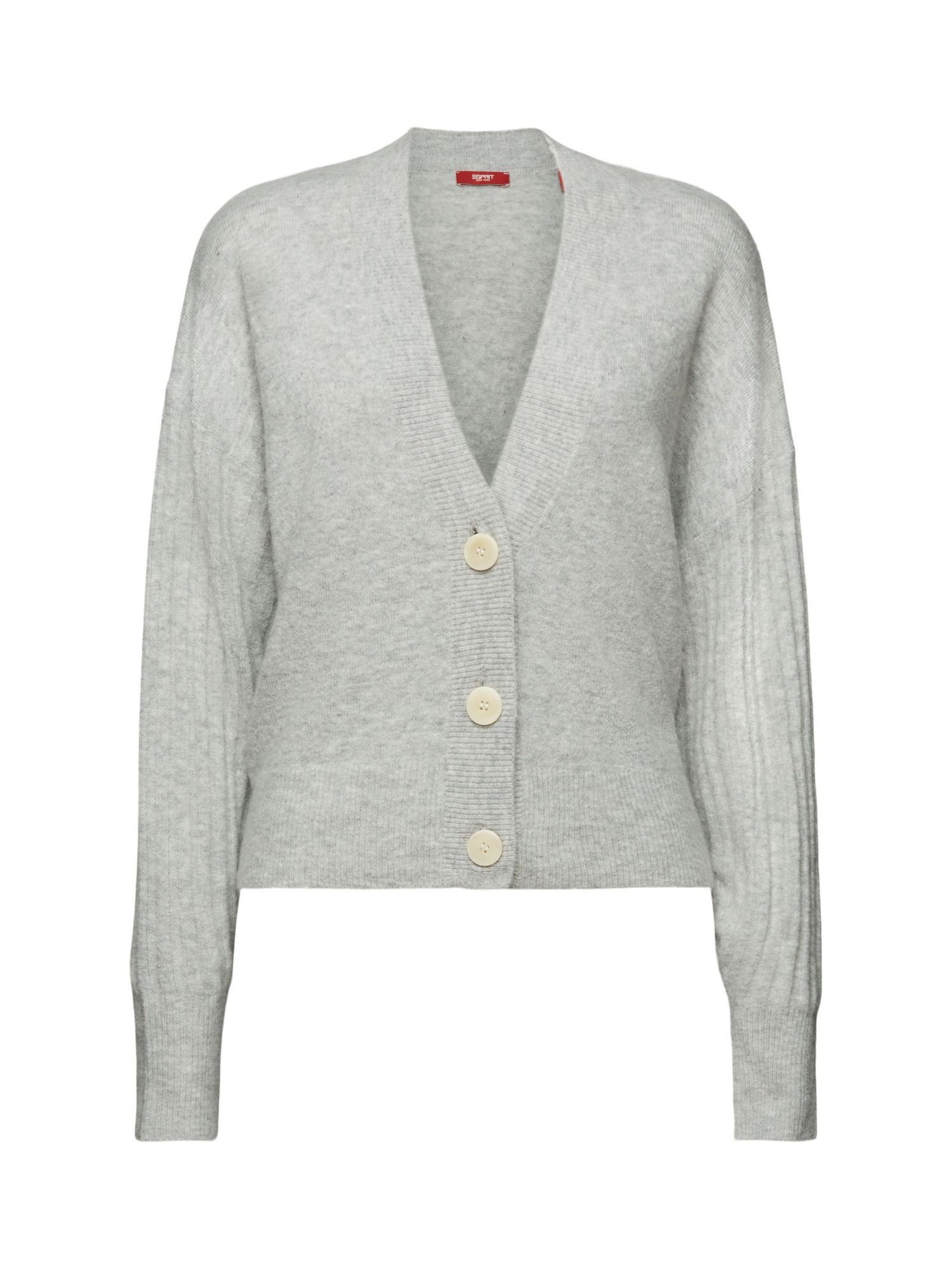 GREY edc Wollmix Strickjacke (1-tlg) aus Esprit by V-Ausschnitt-Cardigan LIGHT