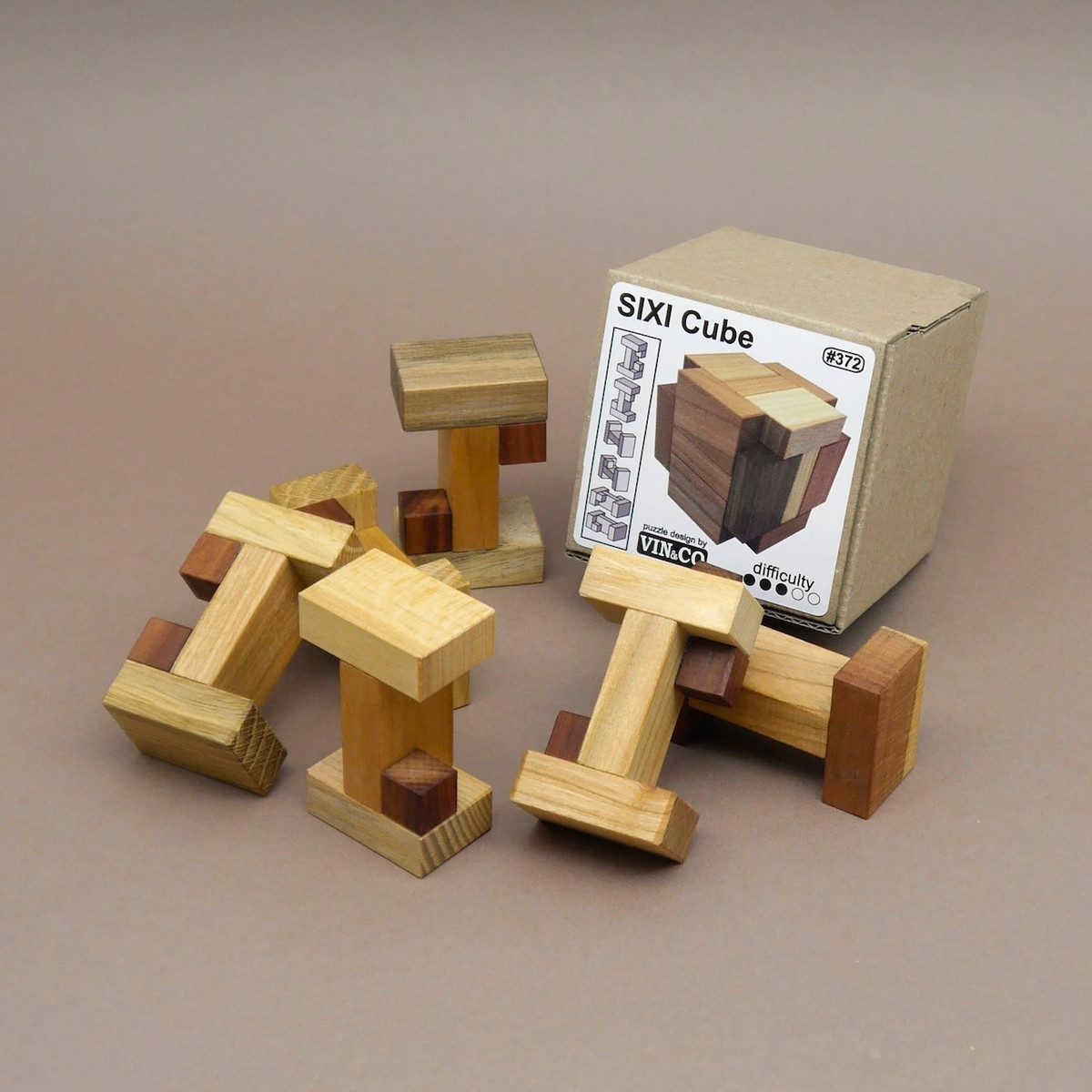 ROMBOL Denkspiele Spiel SIXI CUBE - mittelschweres Denkspiel, Knobelspiel, Holzpuzzle