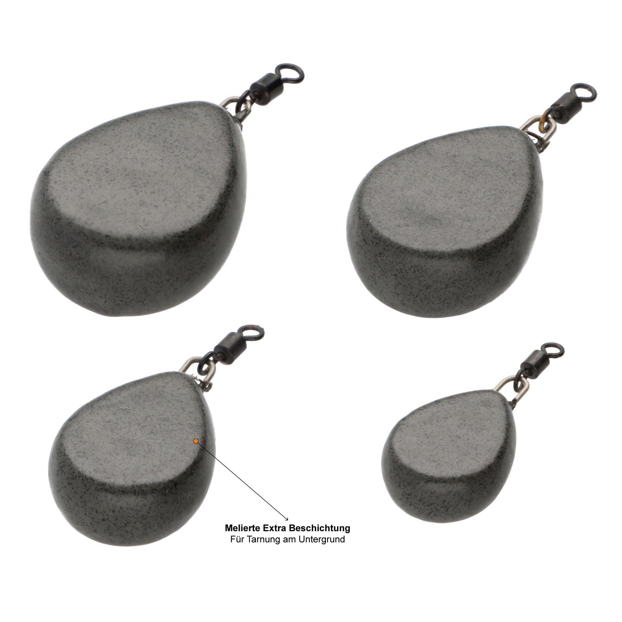 Zite Karpfenblei Set mit Wirbel 10 Stück Grundbleie 40-115g Tropfenblei