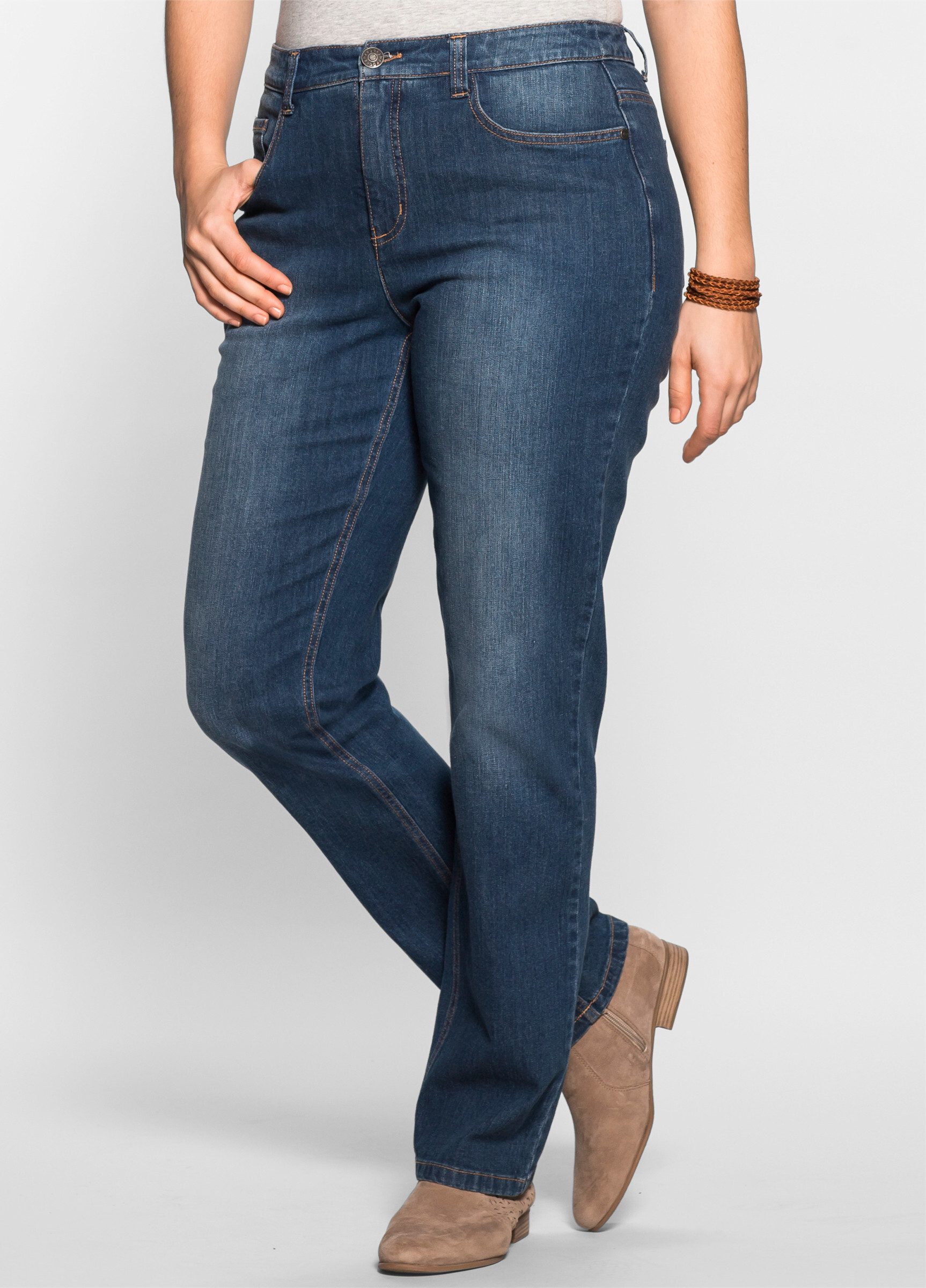 Sheego Bequeme Jeans Stretch-Jeans Bauch-weg-Effekt – Bild 5 von 5