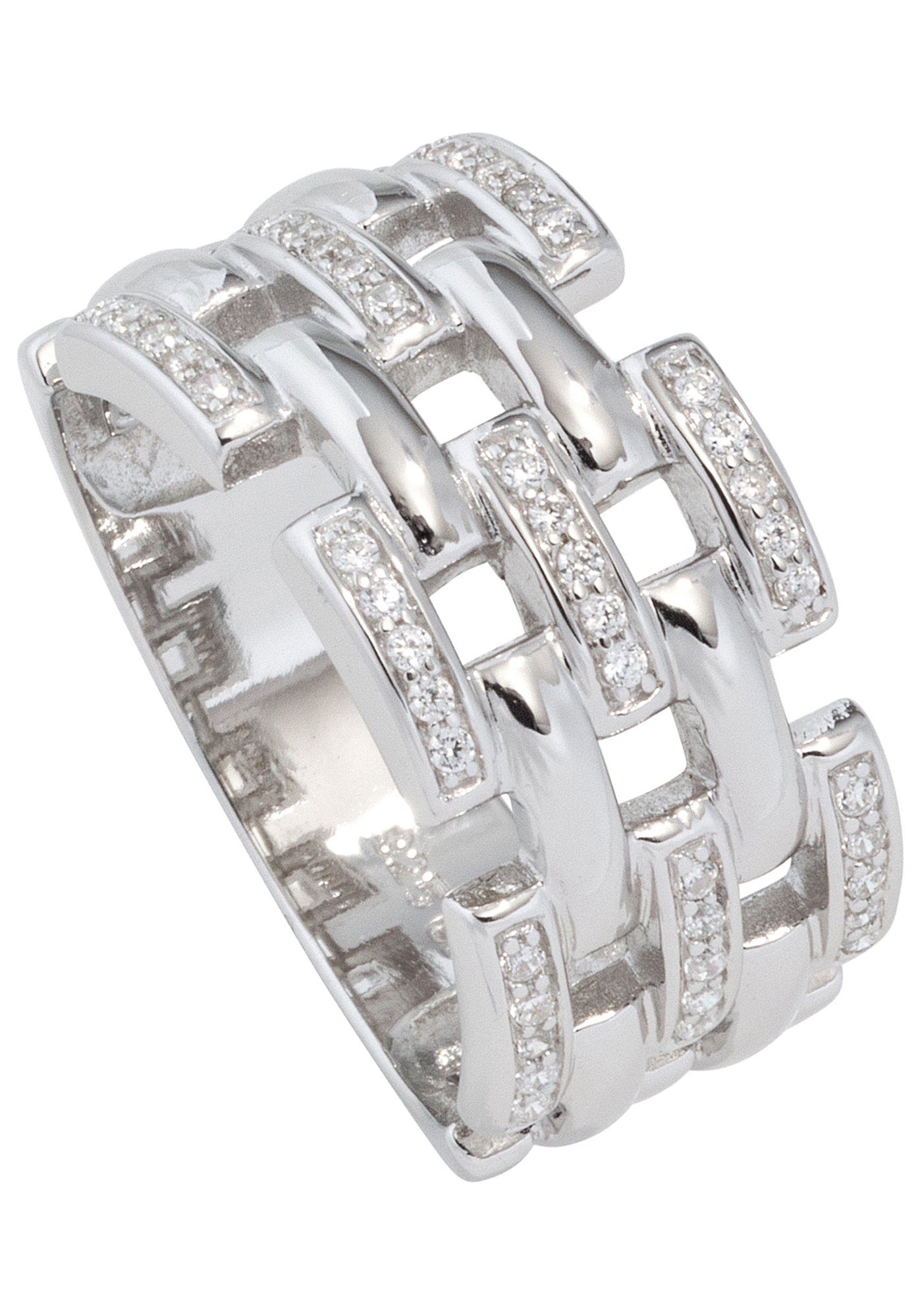 JOBO Silberring, breit 925 Silber mit 45 Zirkonia günstig online kaufen