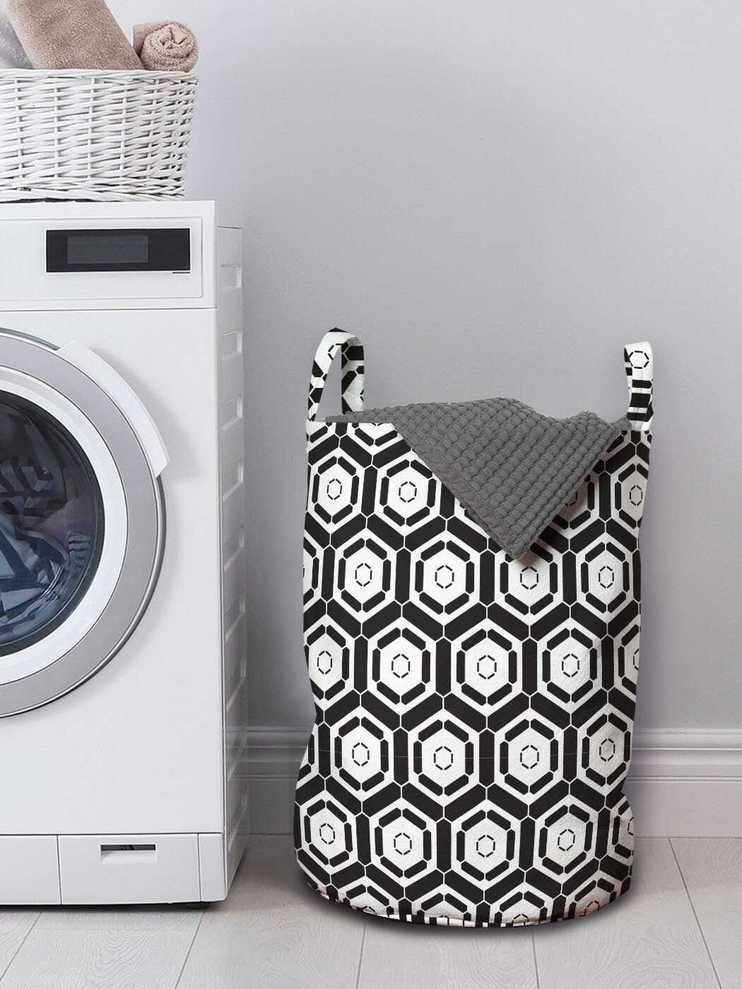 mit Abakuhaus Geometrisch Wäschesäckchen Griffen futuristisches Kordelzugverschluss Modernes für Waschsalons, Wäschekorb Motiv