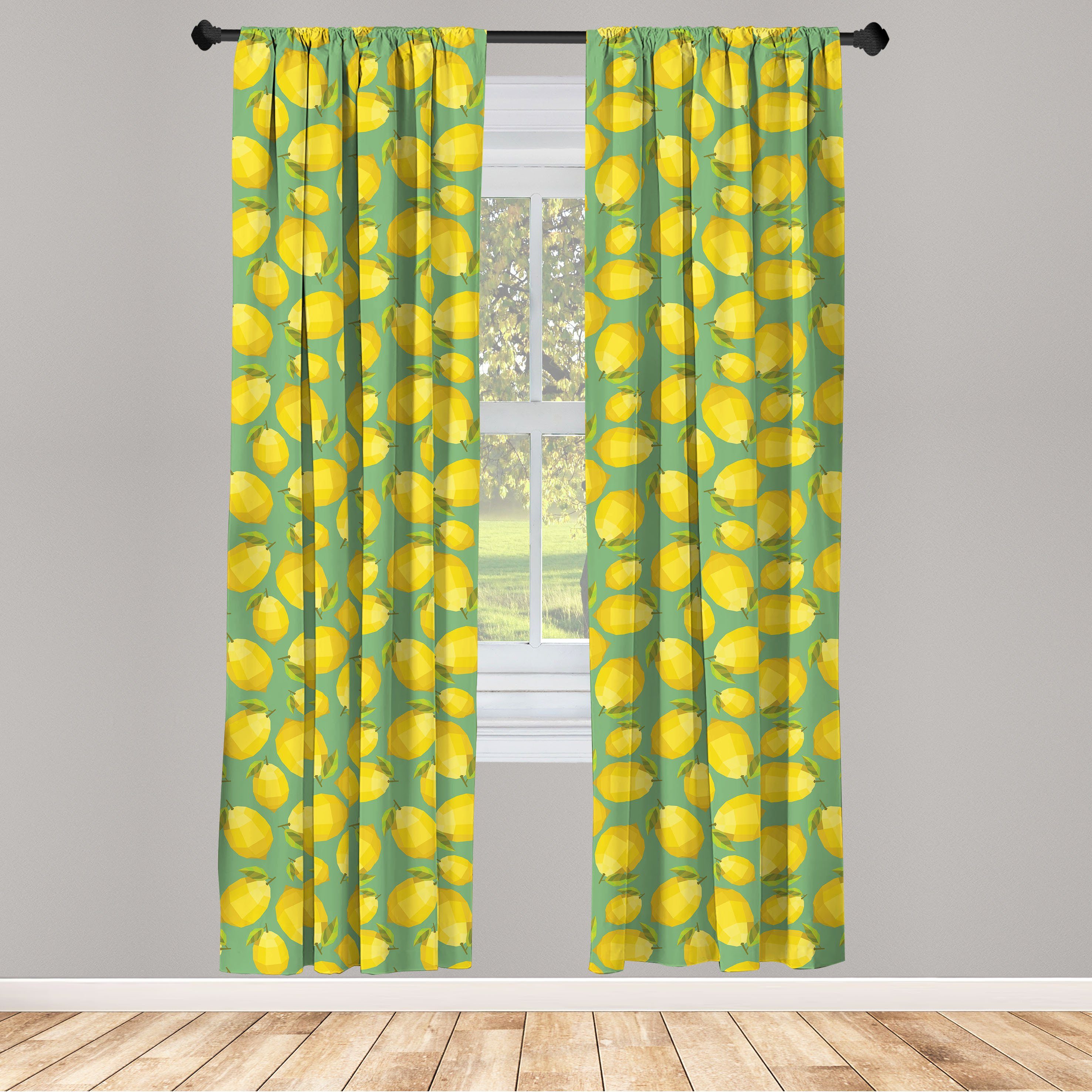 Gardine Vorhang für Wohnzimmer Schlafzimmer Dekor, Abakuhaus, Microfaser, Zitrone Polygonal Lemon Fruit