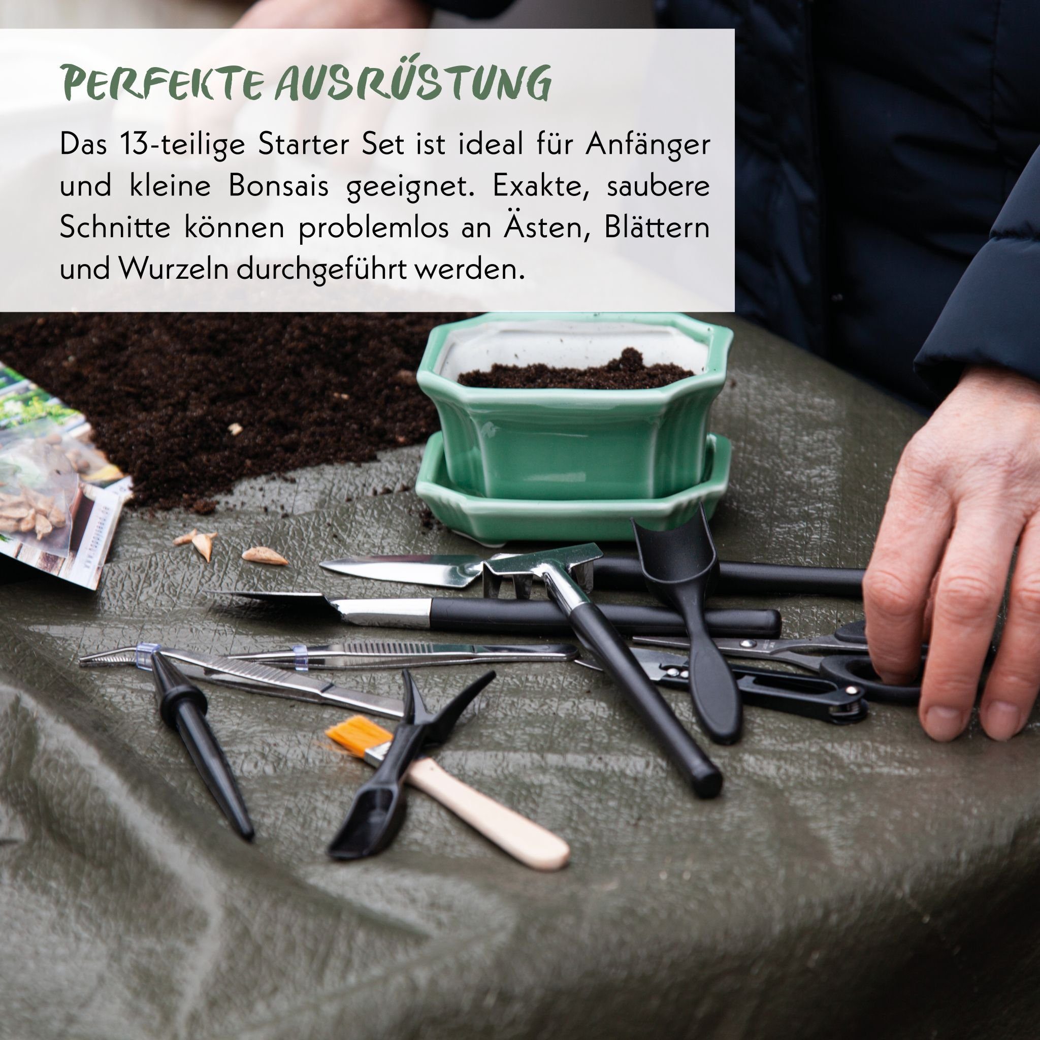 HappySeed Gartenpflege-Set Bonsai Werkzeug-Set 13-teilig mit günstig online kaufen