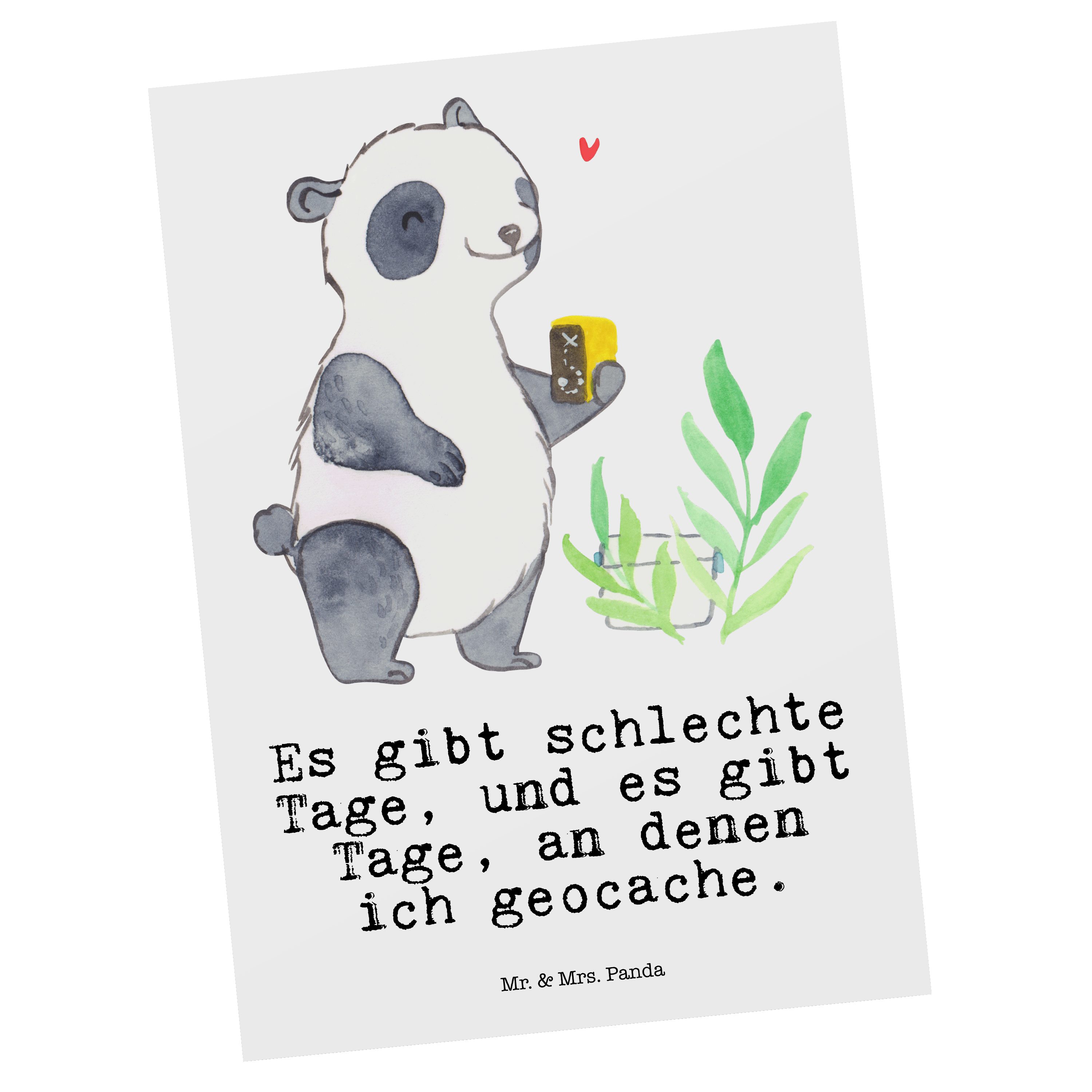Mr. & Mrs. Panda Postkarte Panda Geocaching Tage - Weiß - Geschenk, Geschenkkarte, Karte, Sportl