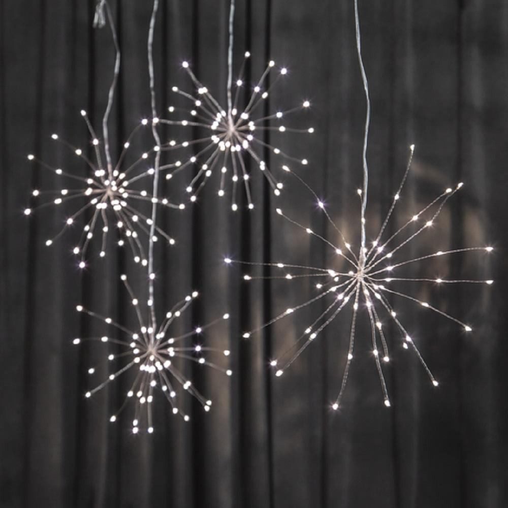 STAR TRADING LED Solarleuchte 710-17 LED-Hänger "FIREWORK" silber 60er weiß 26x26cm innen Batterie