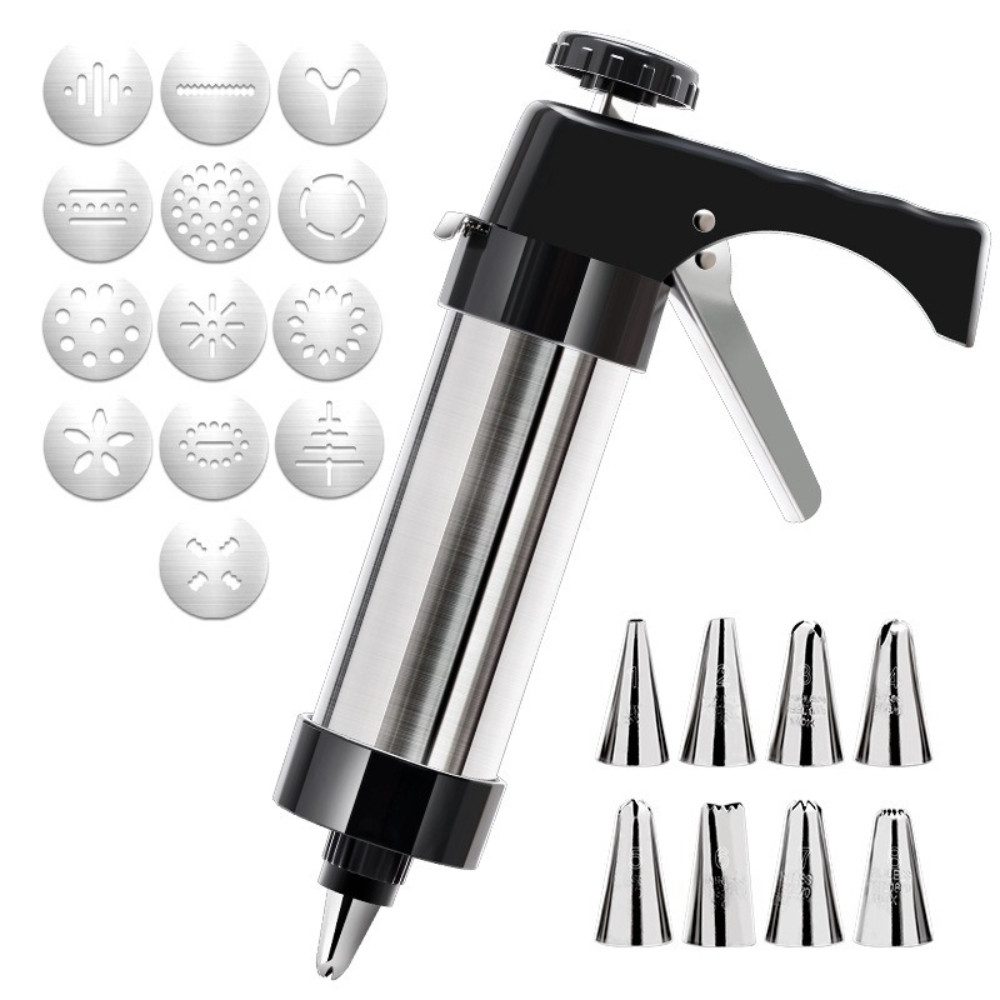Blusmart Gebäckpresse Kekspresse-Set, Pistolen-Sets für Kekse, (Küche Backwerk zeug, mit 13 Kekspresse-Formen und 8 Spritztüllen), Für Gebäck, Kuchendekorator-Sets