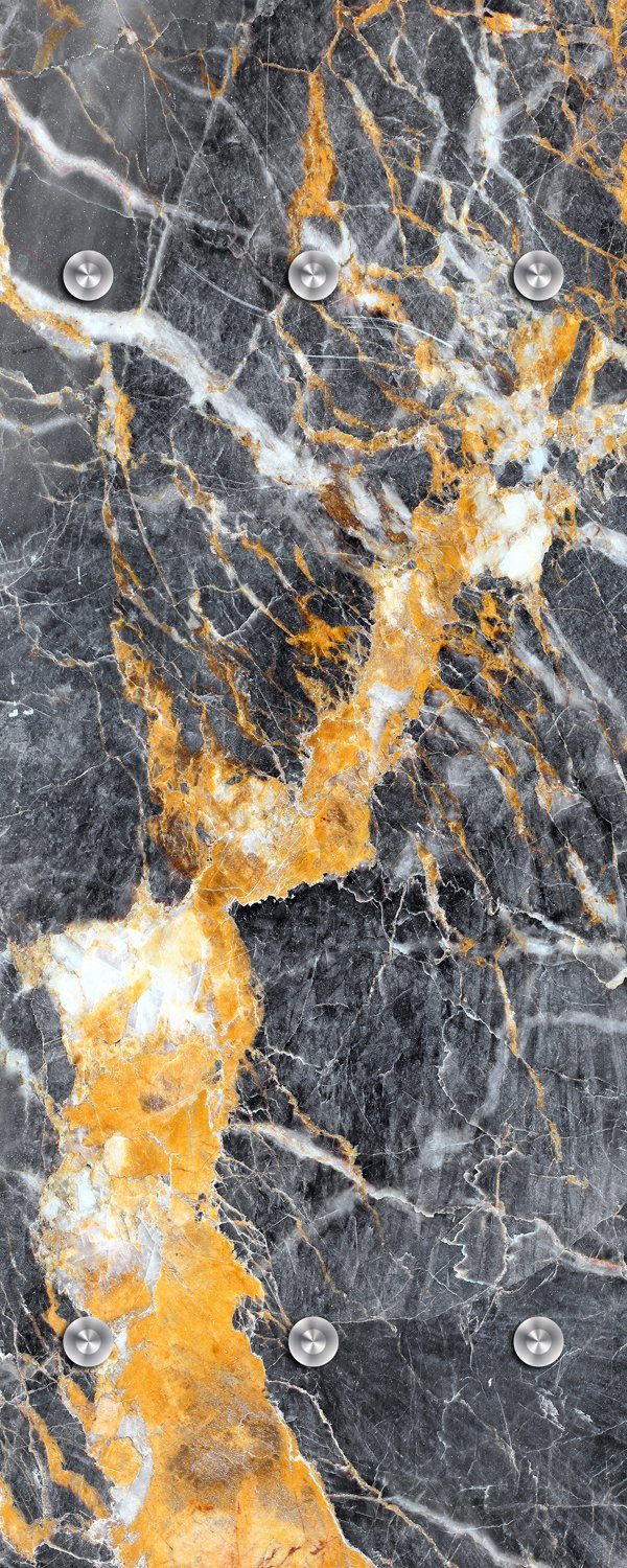 queence Wandgarderobe Marmoroptik - Schwarz - Gold - Garderobe aus hochwertigem Acrylglas (1 St), 50x120 cm - mit Edelstahlhaken