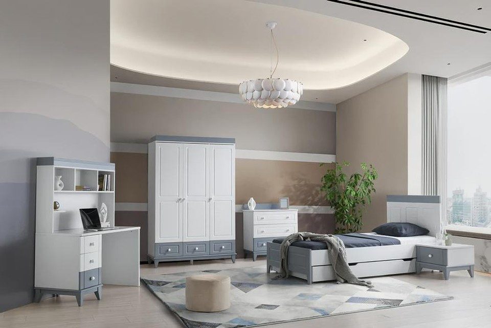 Xlmoebel Jugendzimmer-Set XLMOEBEL modernes Kinderzimmer Set in elegantem Grauton, (5-tlg), Made in Europa
