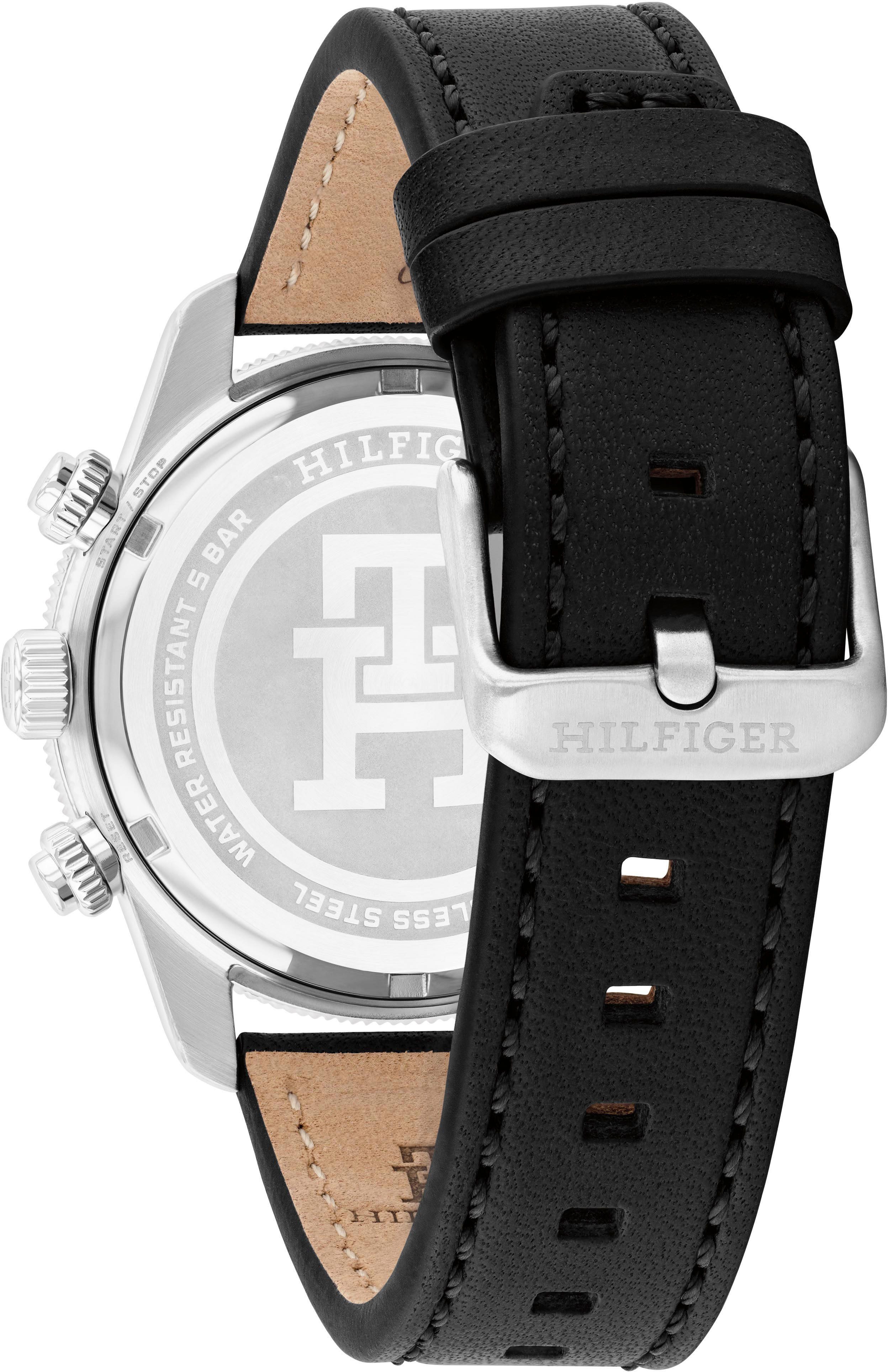 Tommy Hilfiger Chronograph TH85 CHRONOGRAPH 1792162, Quarzuhr, Armbanduhr, Herrenuhr, Lederarmband, analog, Tag