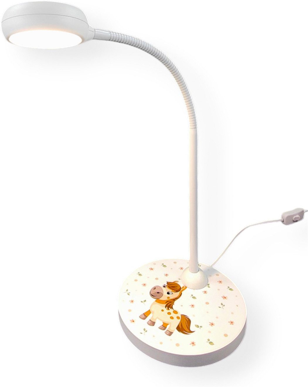 niermann Schreibtischlampe Kinderlampe mit Motiv "Pony Paula", Kinderzimmer, ohne Leuchtmittel, flexibel verstellbarer Leuchtenarm, Made in Germany