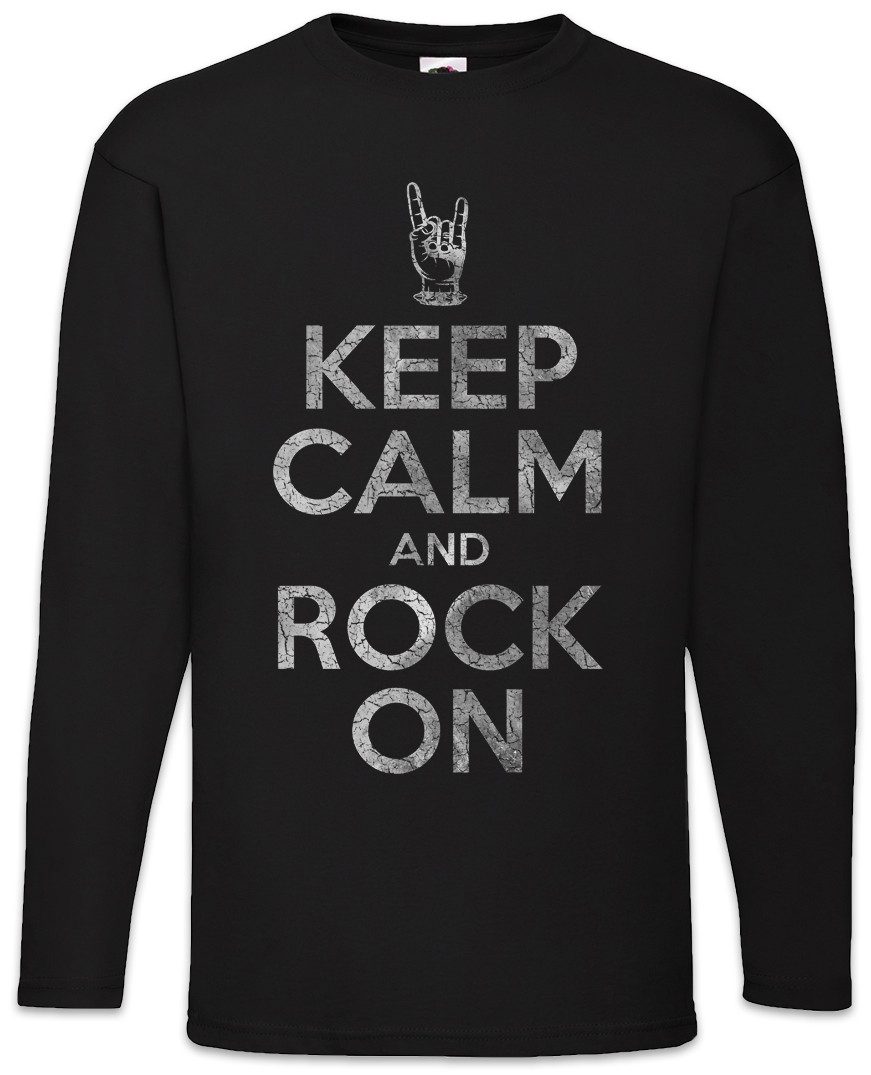 Langarmshirt Keep Calm And Rock On Langarm T-Shirt Heavy Metal Hard Rock Faust Sign