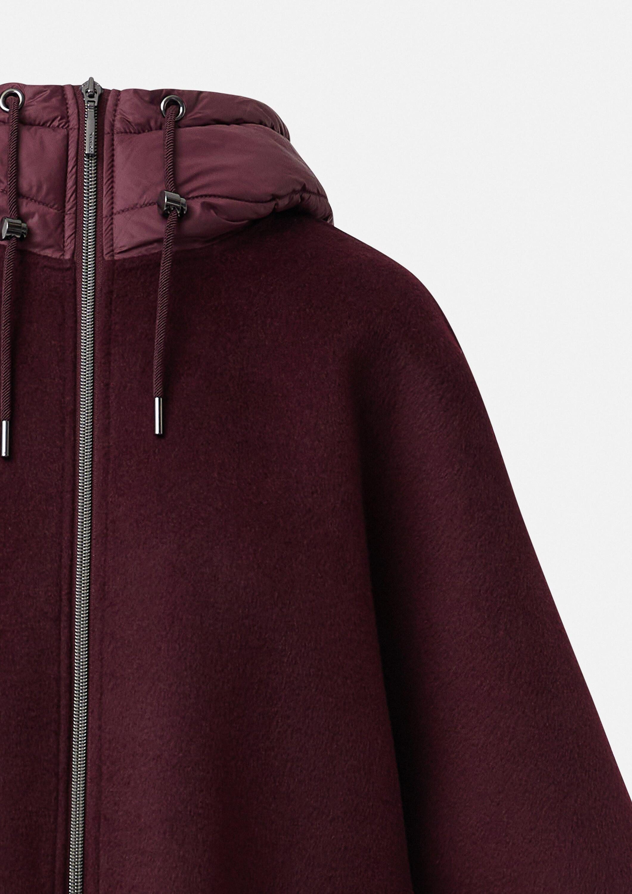 comma Poncho Outdoor-Umhang Woll-Cape mit wattierter Kapuze und aufgesetzten Taschen