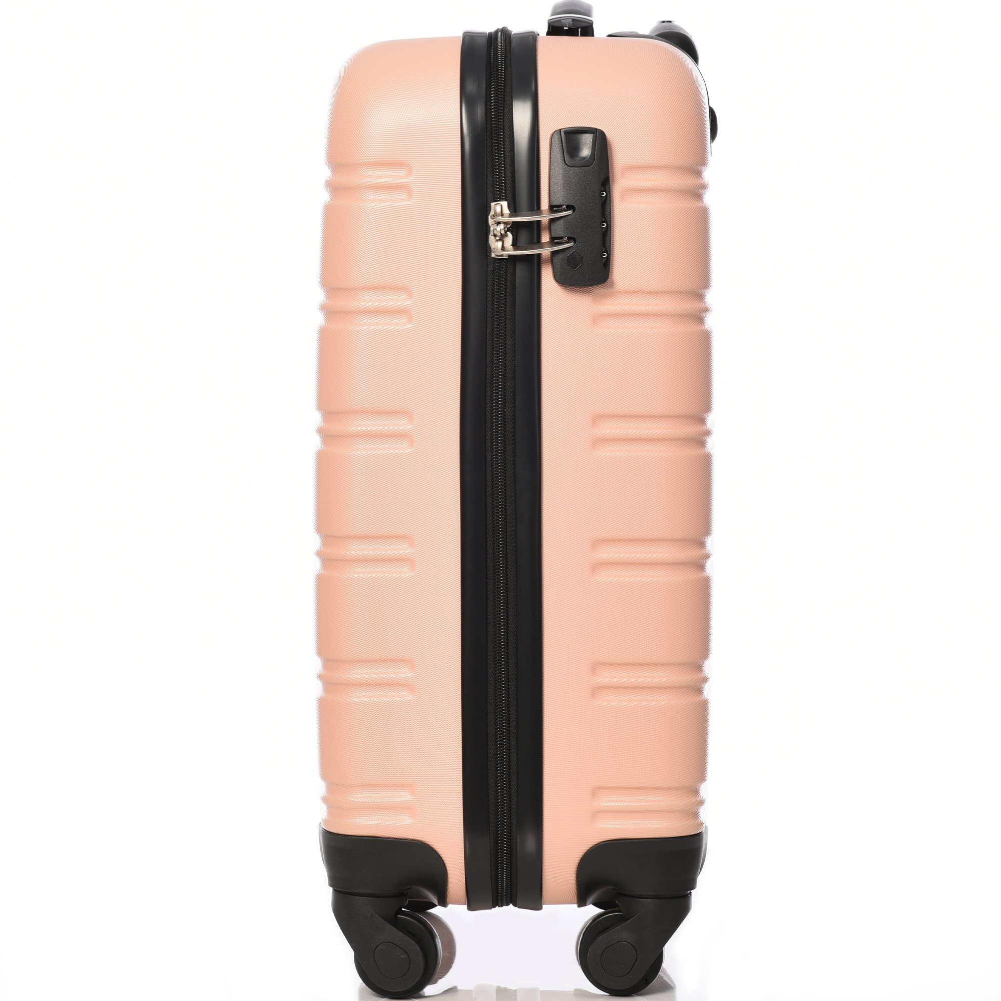 (3 Geschäftsreisekoffer mit Ulife Trolleyset Pink Rollen, 4 Rollkoffer tlg) Reisekoffer TSA-Schloss,