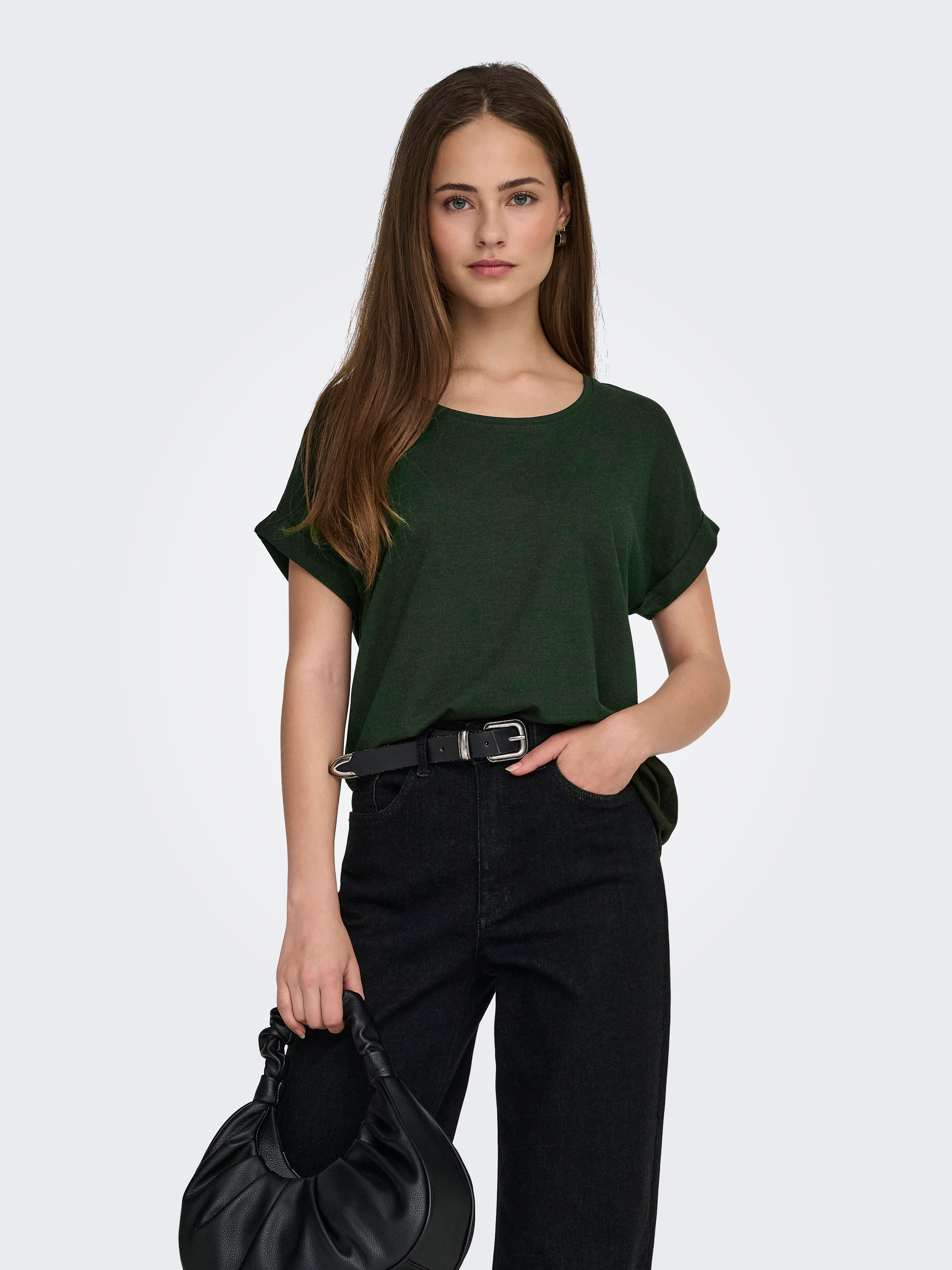 ONLY T-Shirt ONLMOSTER – T-Shirt mit melierter Optik und elastischem Materi günstig online kaufen