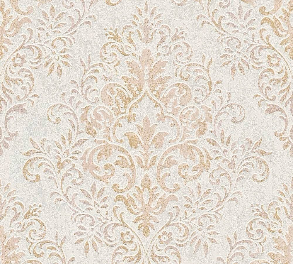 living walls Vliestapete Tapete mit Ornamenten barock, strukturiert, floral, gemustert, glänzend, matt, metallic, ornamental, (1 St), Tapete Klassik Metallic Tapeten Wohnzimmer Schlafzimmer Küche modern