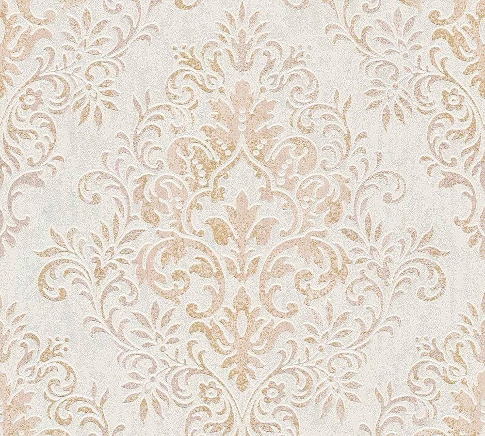 Ornamenten floral, matt, Klassik living Tapete glänzend, metallic, strukturiert, Metallic Vliestapete beige/braun Tapete gemustert, barock, mit walls (1 St), ornamental,