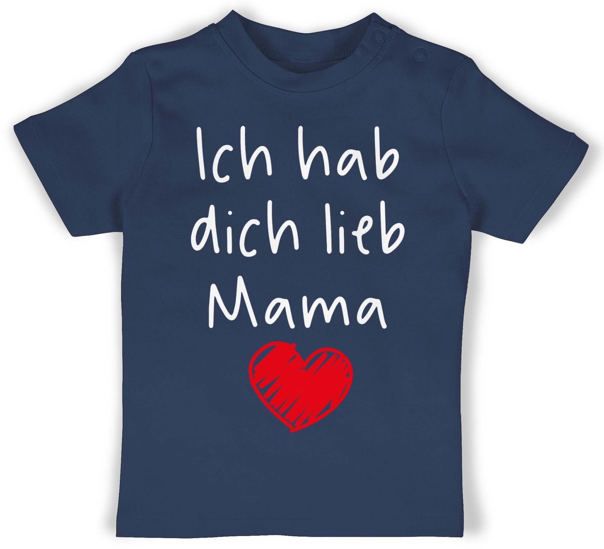 Shirtracer T-Shirt Muttertagsgeschenk Ich Mama Blau dich weiß Herz 1 lieb hab Navy