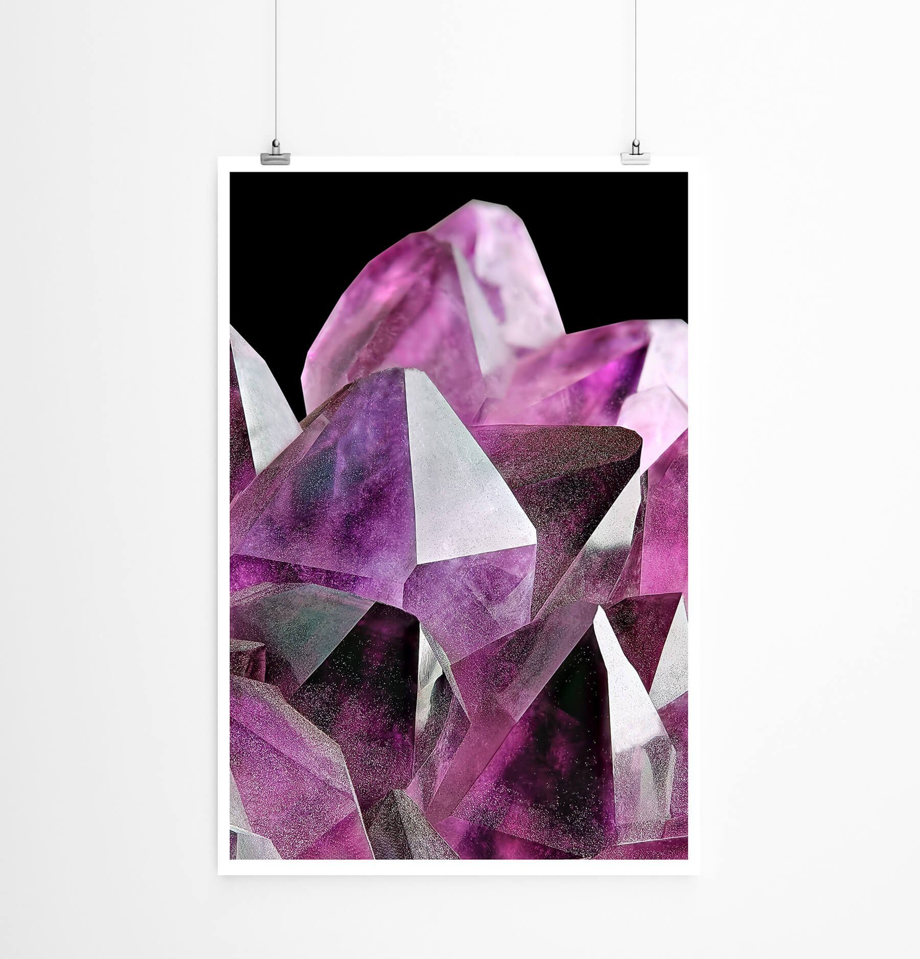 Sinus Art Poster Naturfotografie  Violetter Amethyst Kristall 60x90cm Poster