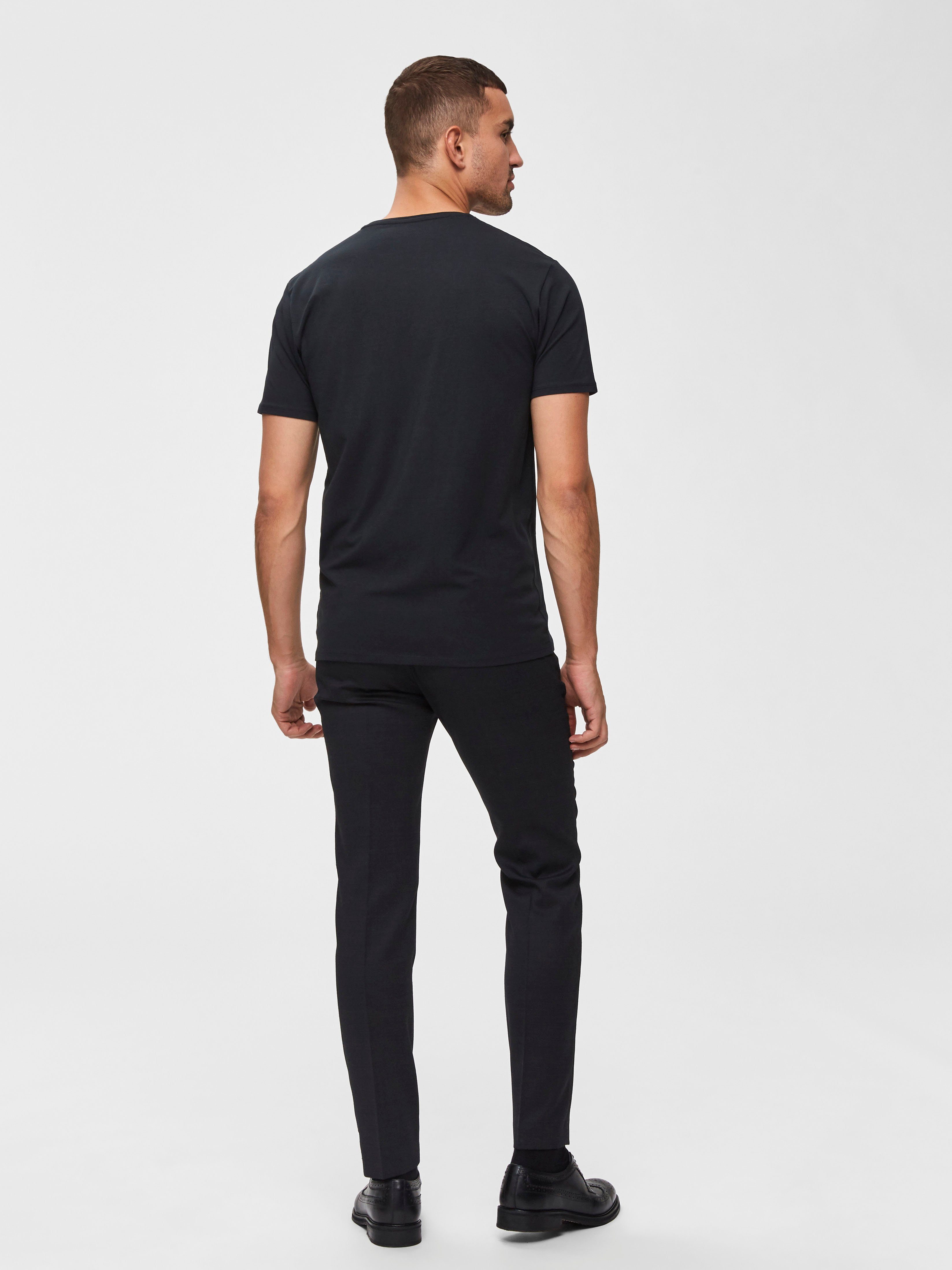 Rundhalsshirt Basic HOMME SELECTED T-Shirt black