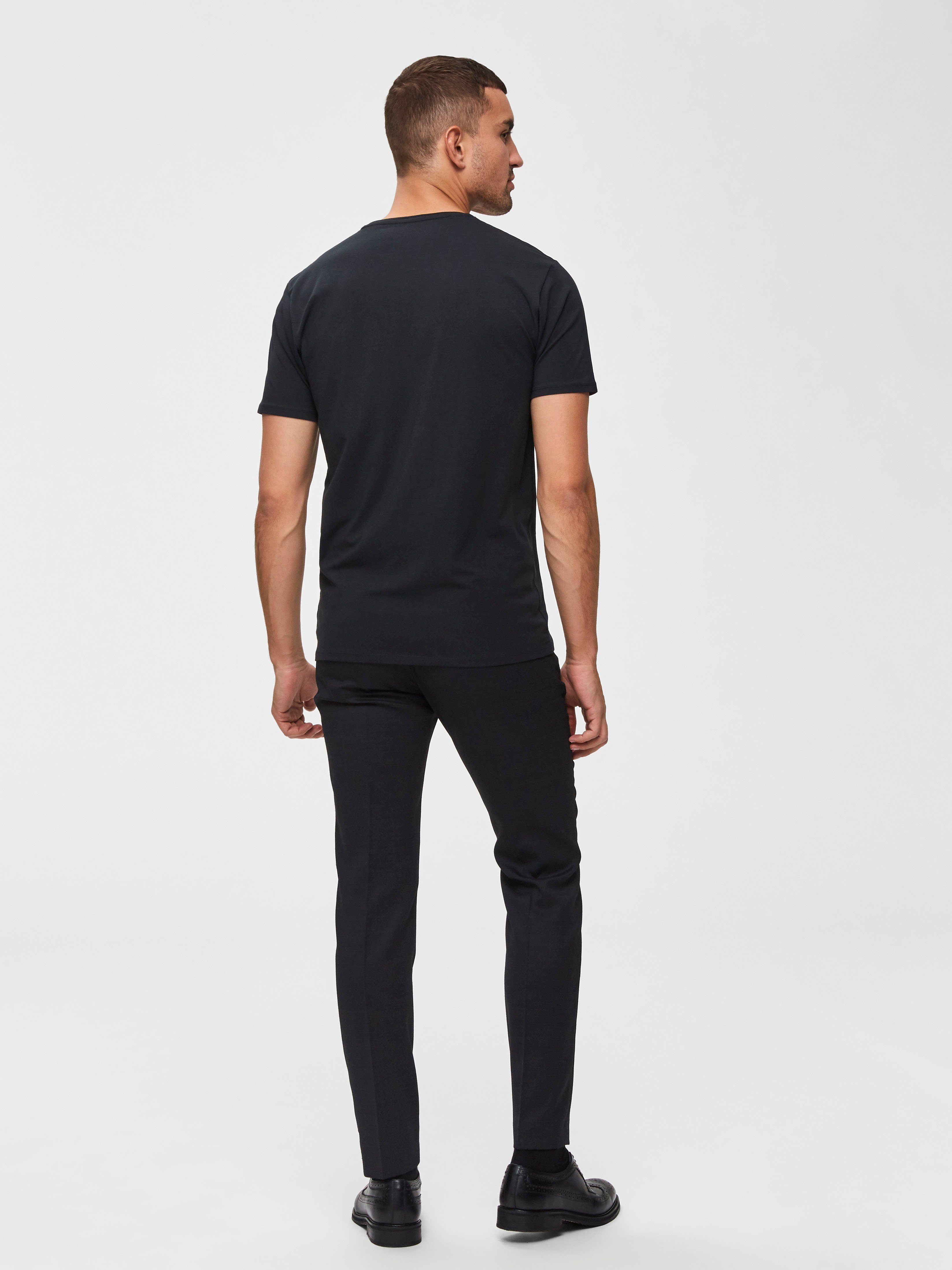 black Basic HOMME Rundhalsshirt SELECTED T-Shirt