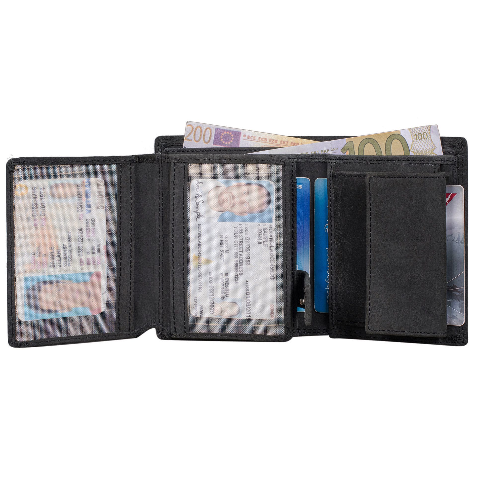 Benthill Geldbörse Herren Echt Leder Portemonnaie RFID Männer Geldbeutel Groß, RFID-Schutz Kartenfächer Münzfach – Bild 4 von 5