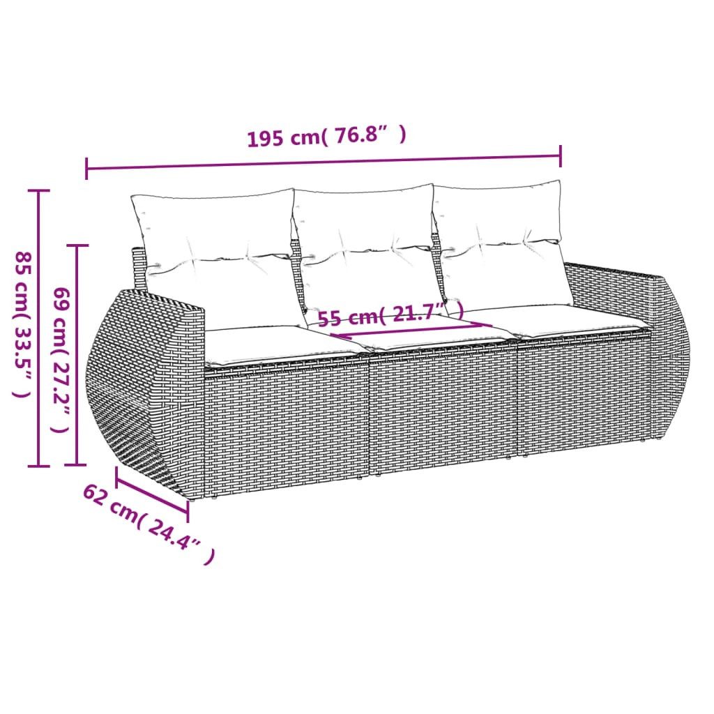 vidaXL Gartenlounge-Set 3-tlg. Garten-Sofagarnitur mit Kissen günstig online kaufen
