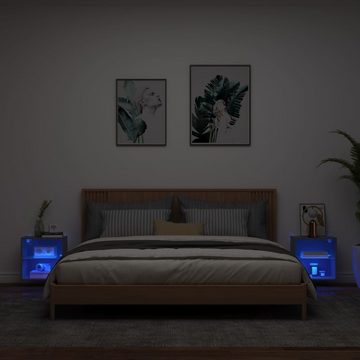vidaXL Nachttisch Wand-Nachttische mit LED-Leuchten 2 Stk Schwarz