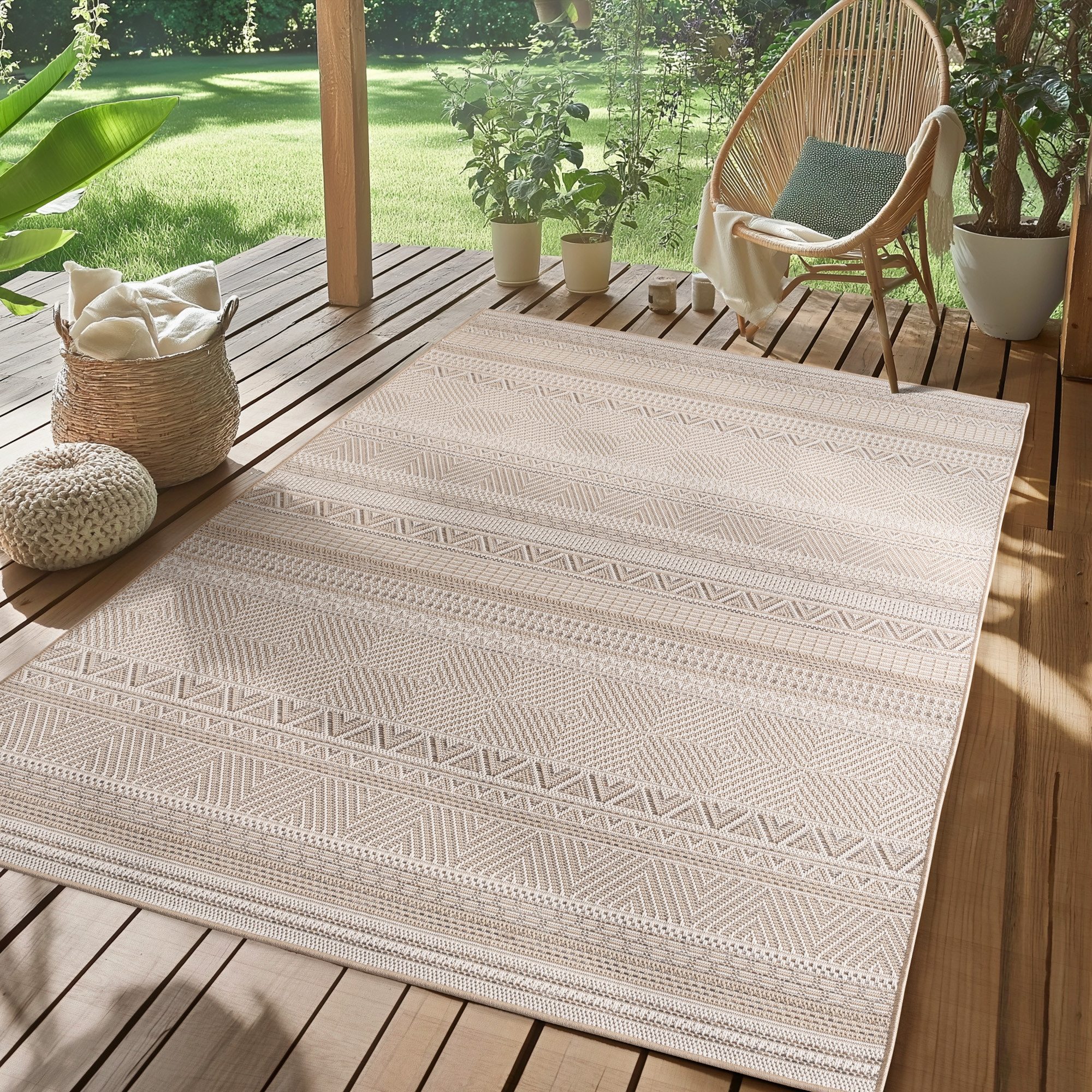 SIMPEX24 Outdoorteppich Boho Design, Läufer, Höhe: 5 mm, Outdoor Teppich We günstig online kaufen