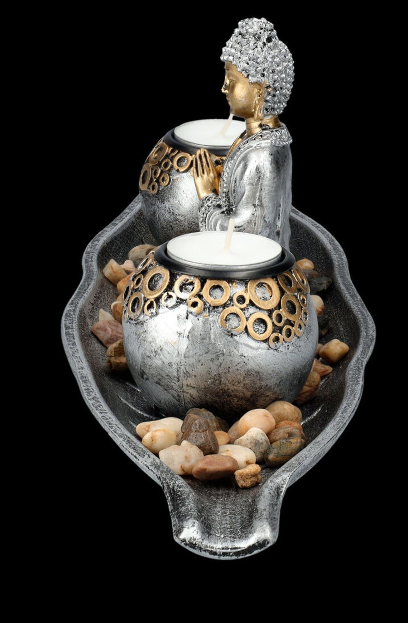 Figuren Shop GmbH Teelichthalter Buddha - Mythologie Deko - Dekoschale Teelichthalter Set 2er Figur