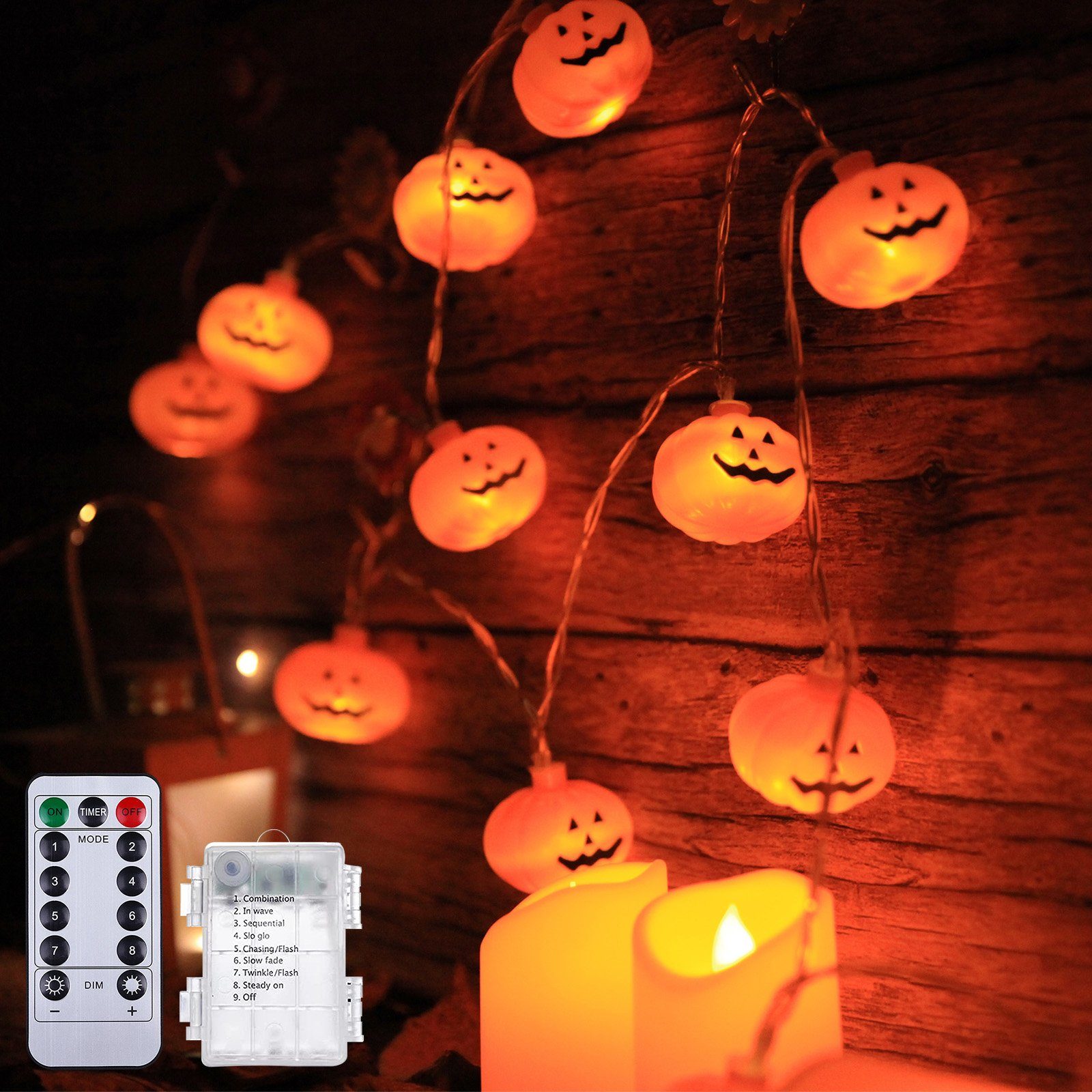 Sunicol LED-Lichterkette Halloween Kürbis Lichterkette, batteriebetrieben, günstig online kaufen
