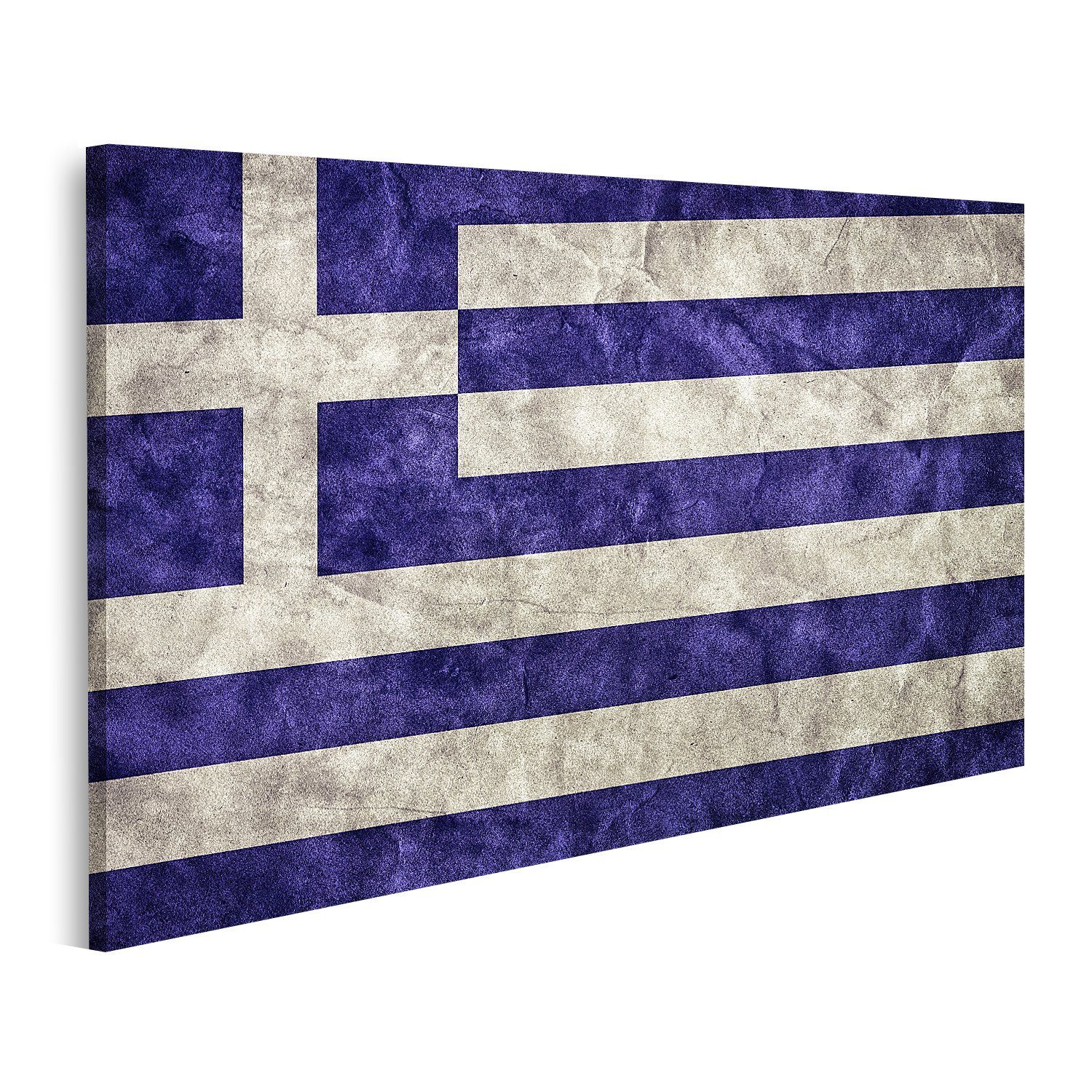 islandburner Leinwandbild Bild auf Leinwand Griechenland Grunge-Flagge im Vintage-Retro-Stil Hoc