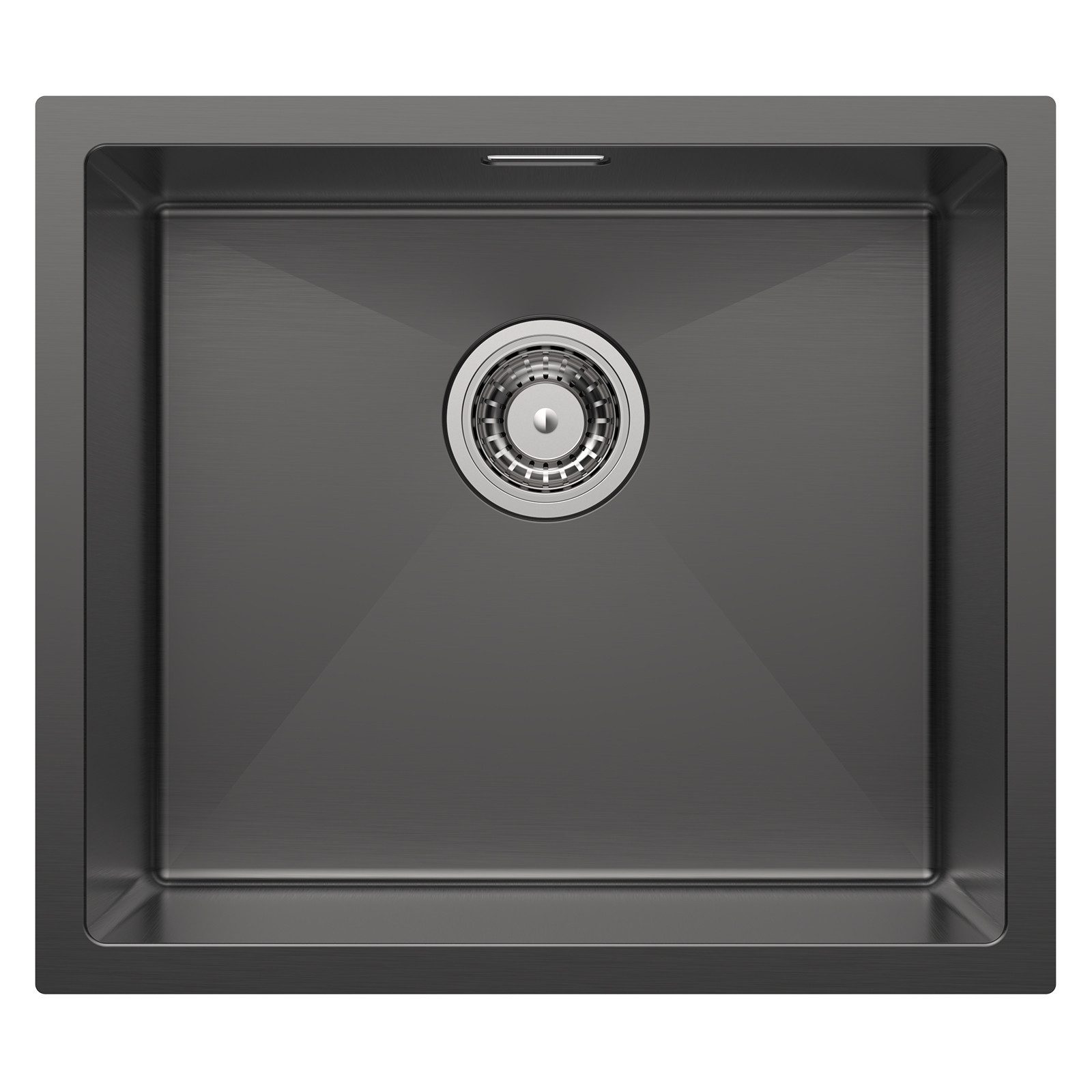 CECIPA MAX Edelstahlspüle Spülbecken 1 Becken 50×44CM Unterbauspüle, Quadrat, 50/44 cm, Küchenspüle Edelstahl, Anthrazitschwarz