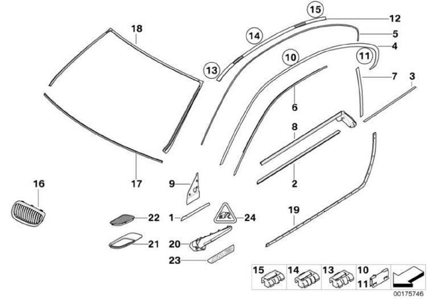 BMW Zierleisten-Aufkleber BMW 3er E30 Zierleiste Dichtung Frontscheibe Windschutzscheibe, (1tlg)