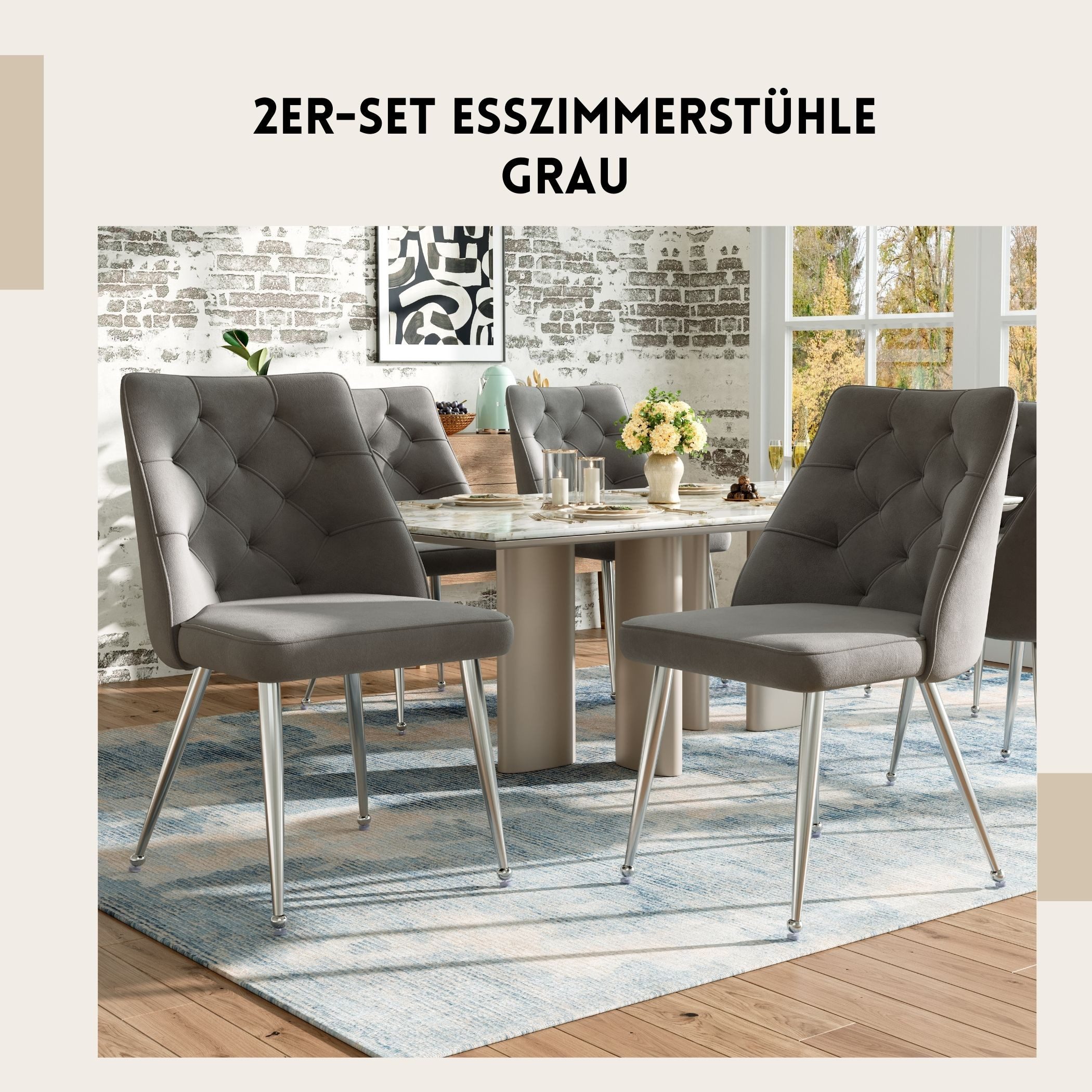 SeedWave Esszimmerstuhl 2er-Set, Hochwertiger Samtbezug, Ergonomische günstig online kaufen